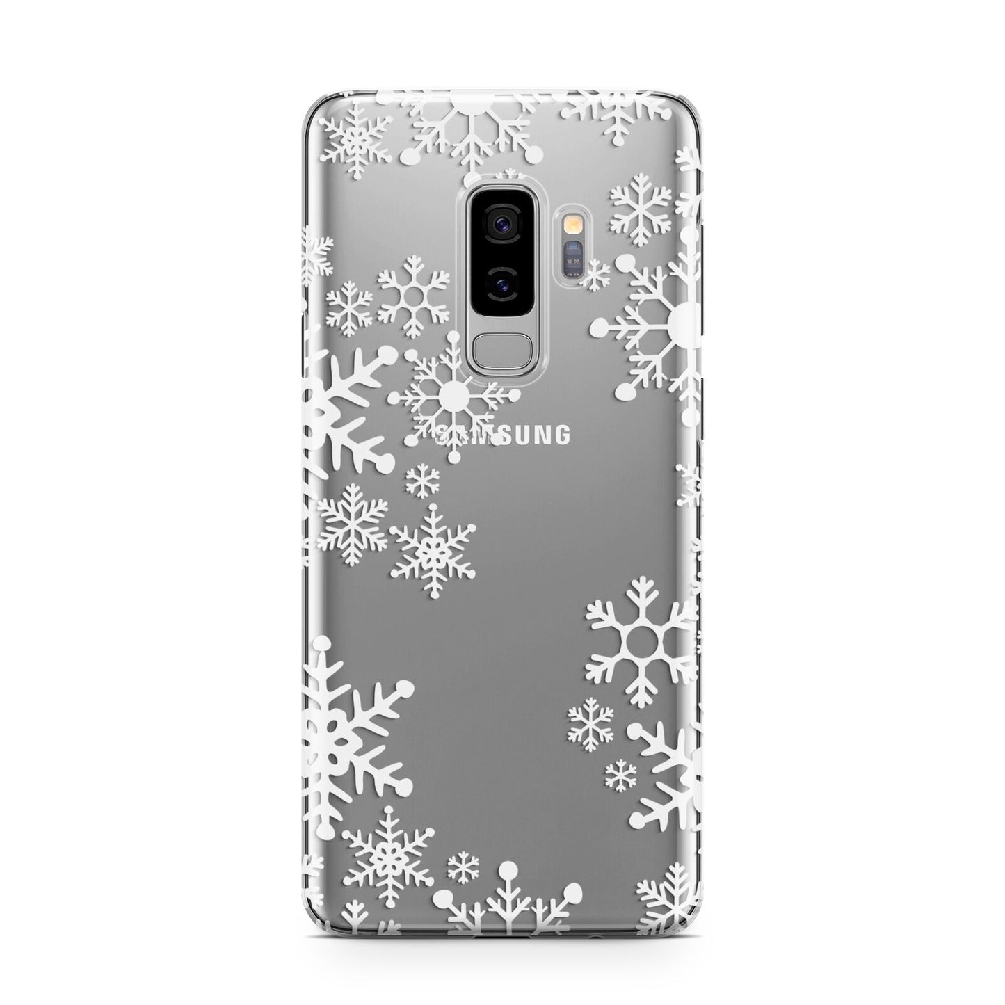 Snowflake Samsung Galaxy S9 Plus Case on Silver phone