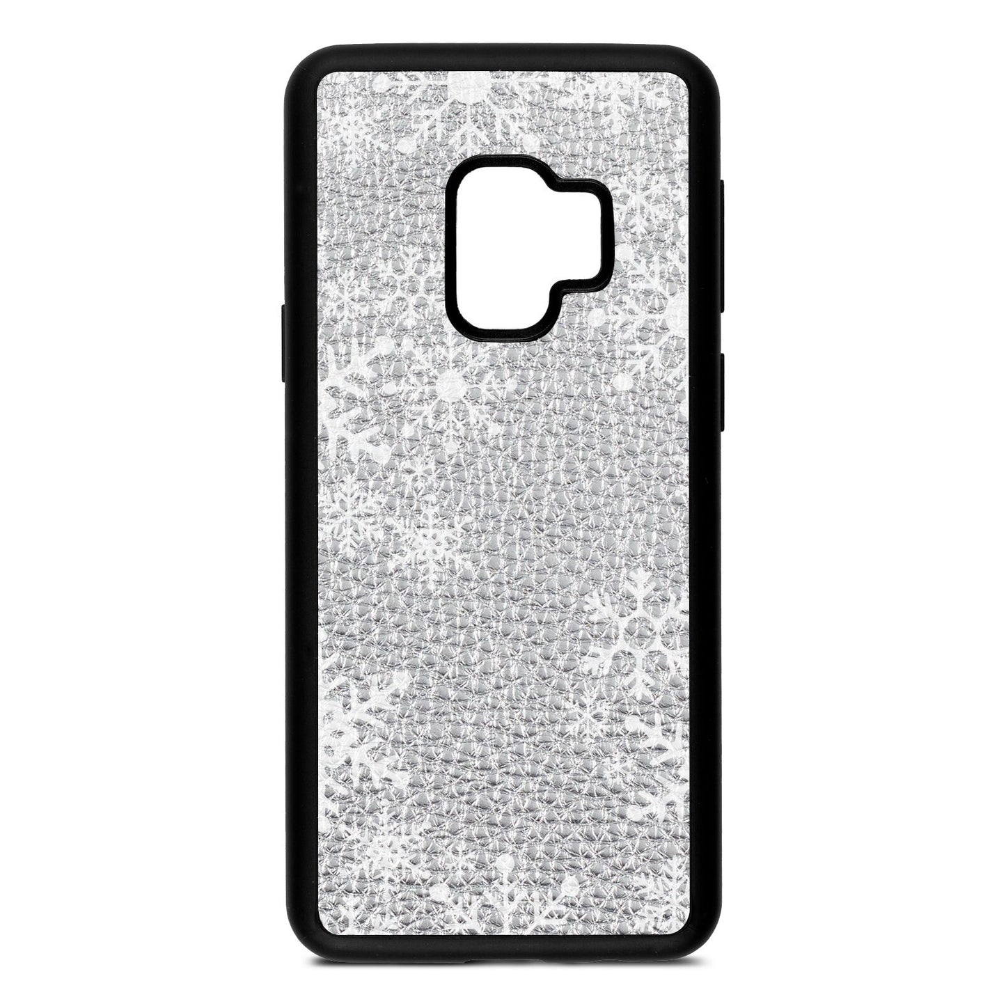 Snowflake Silver Pebble Leather Samsung S9 Case