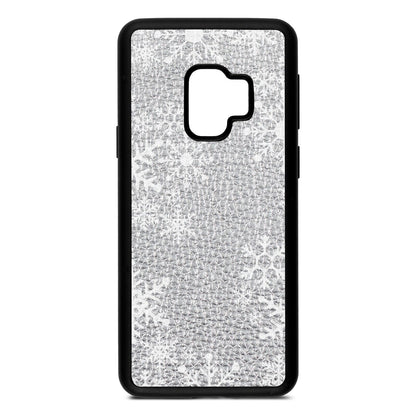 Snowflake Silver Pebble Leather Samsung S9 Case