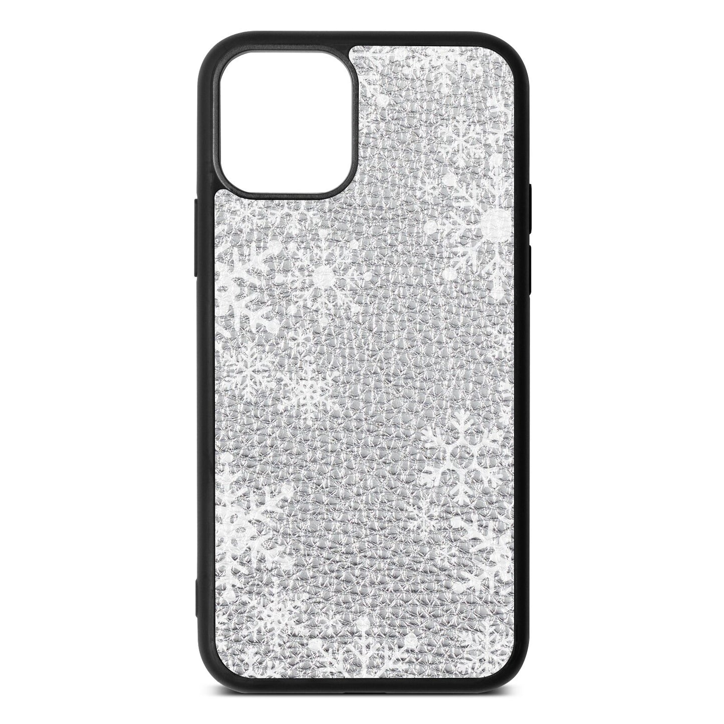 Snowflake Silver Pebble Leather iPhone 11 Case