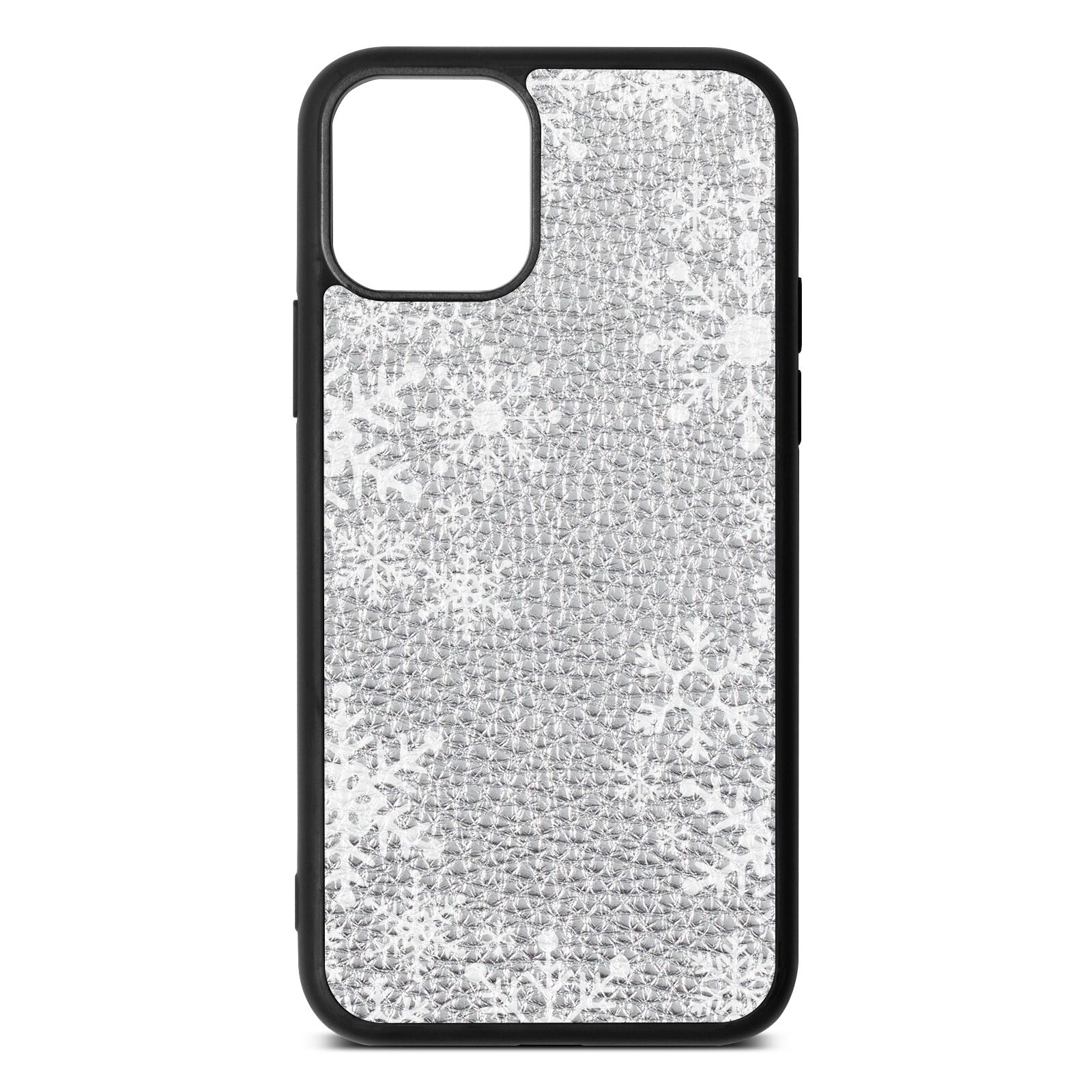 Snowflake Silver Pebble Leather iPhone 11 Case