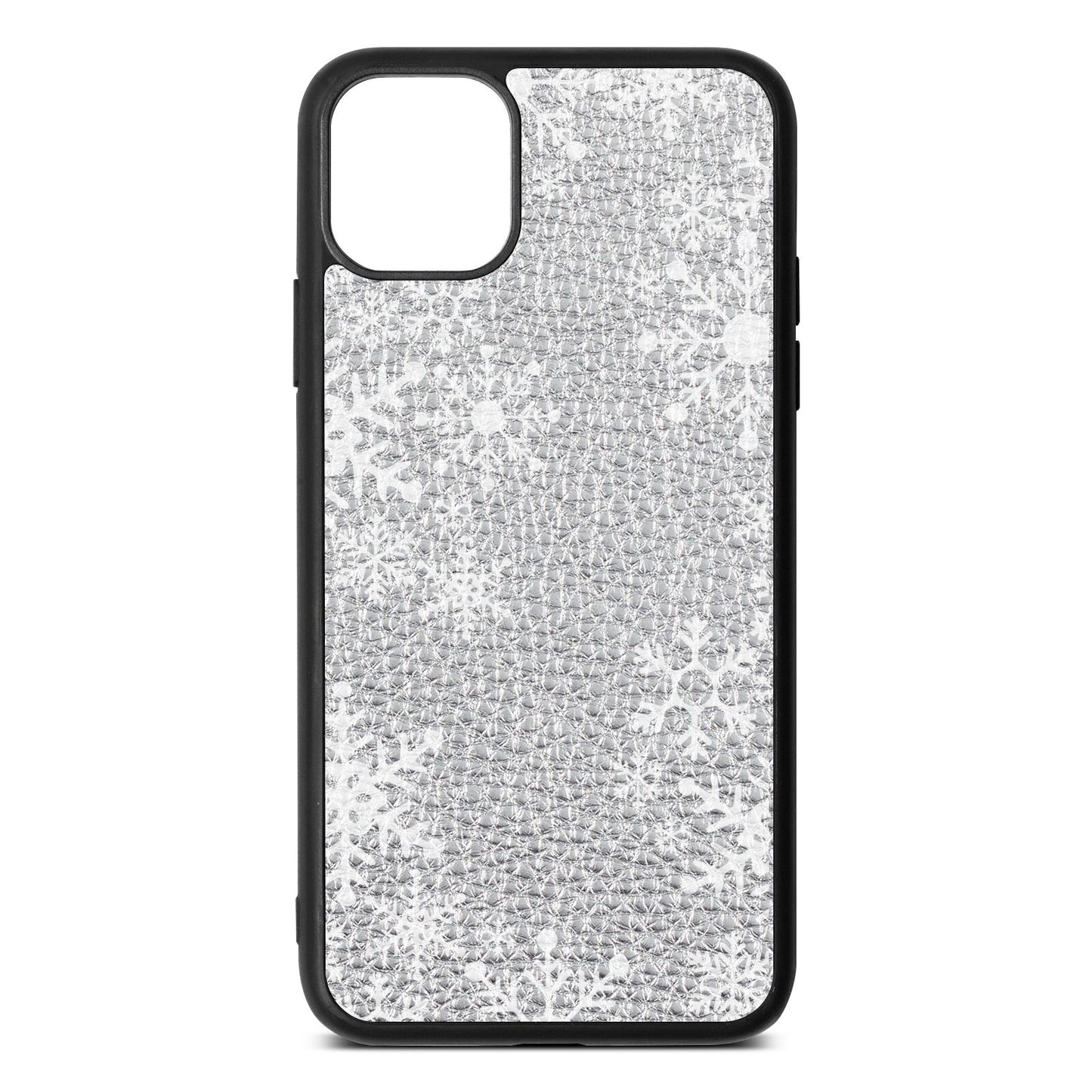 Snowflake Silver Pebble Leather iPhone 11 Pro Max Case