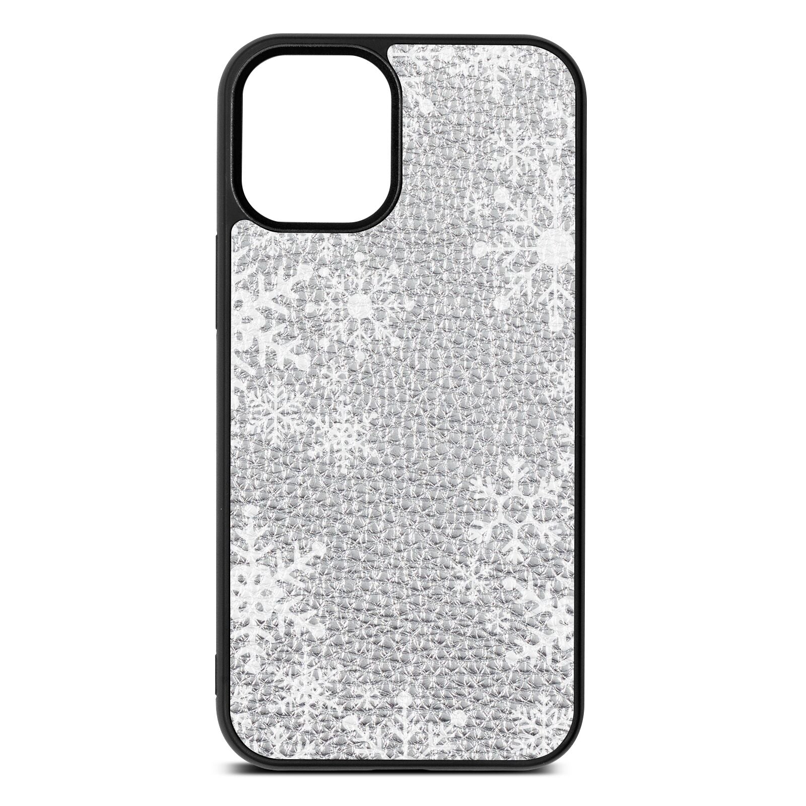 Snowflake Silver Pebble Leather iPhone 12 Mini Case