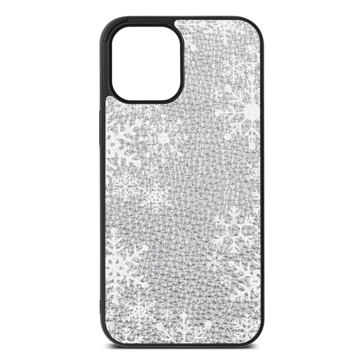 Snowflake Silver Pebble Leather iPhone 12 Pro Max Case