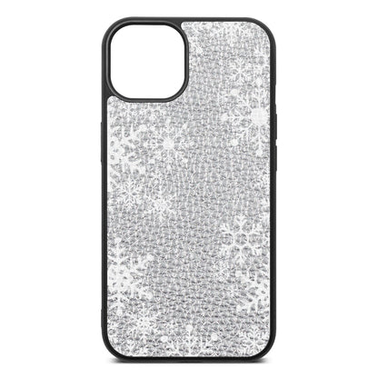 Snowflake Silver Pebble Leather iPhone 13 Case