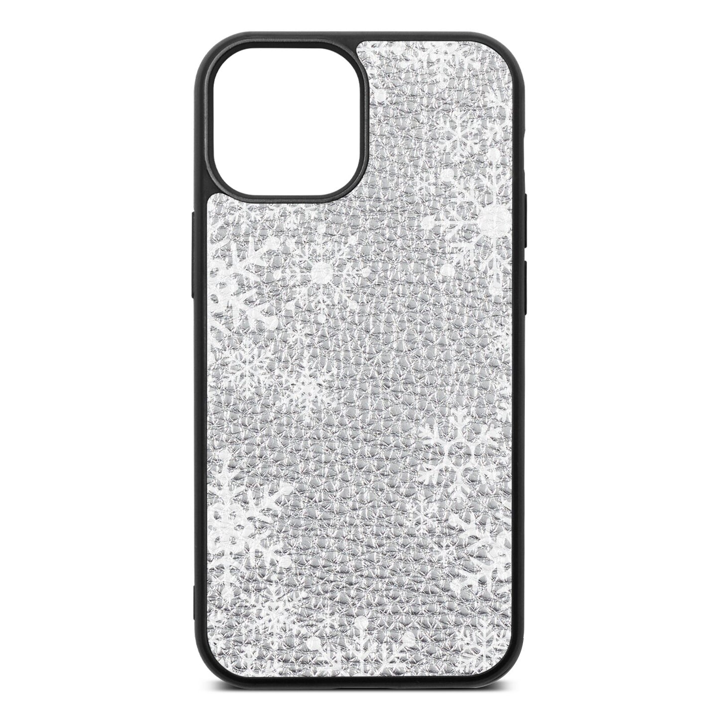 Snowflake Silver Pebble Leather iPhone 13 Mini Case