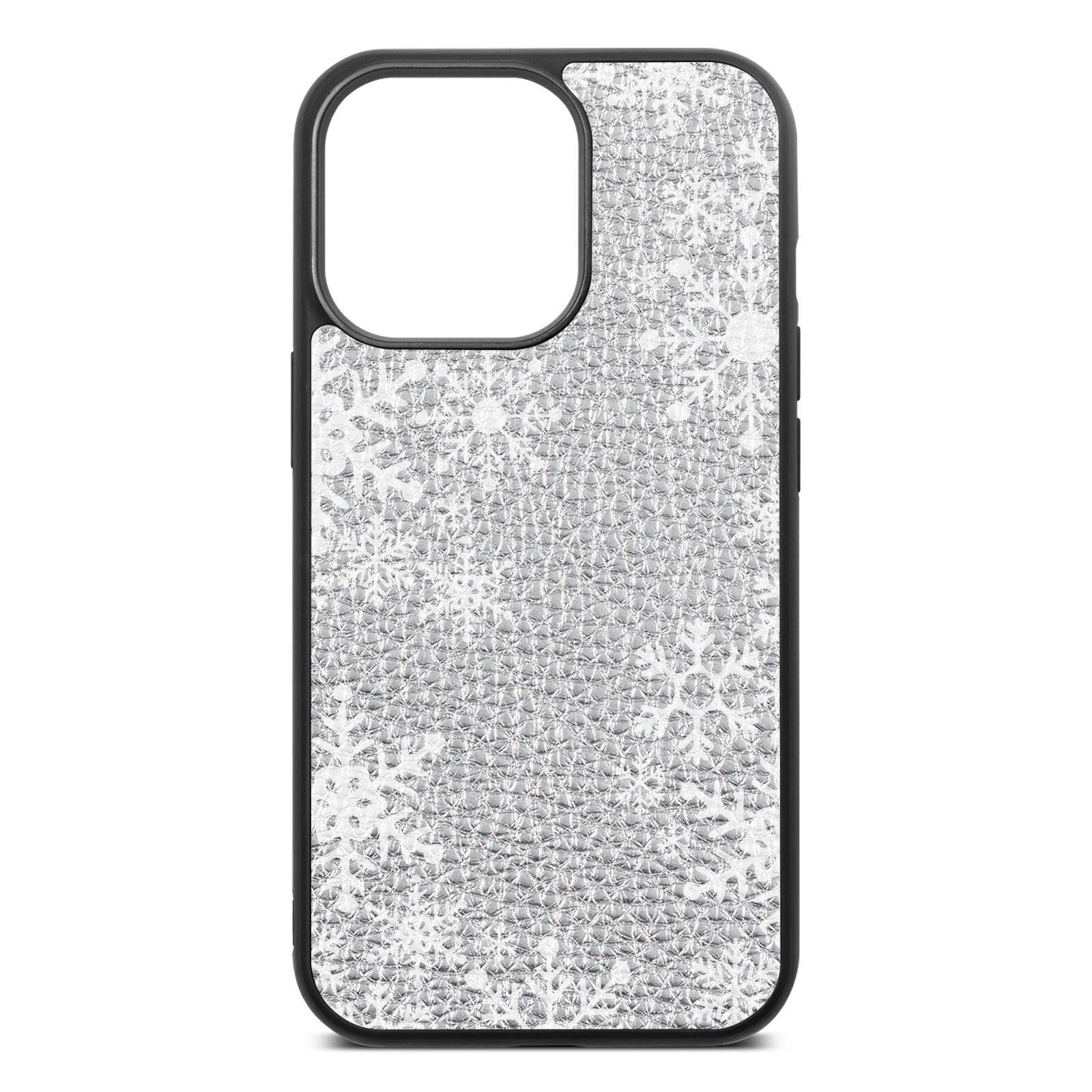 Snowflake Silver Pebble Leather iPhone 13 Pro Case