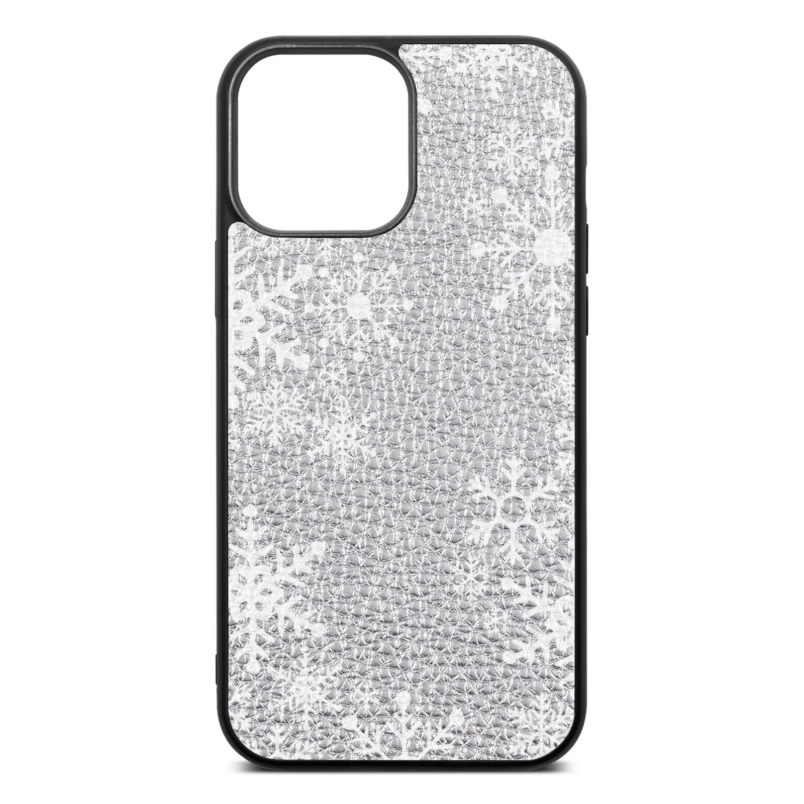 Snowflake Silver Pebble Leather iPhone 13 Pro Max Case