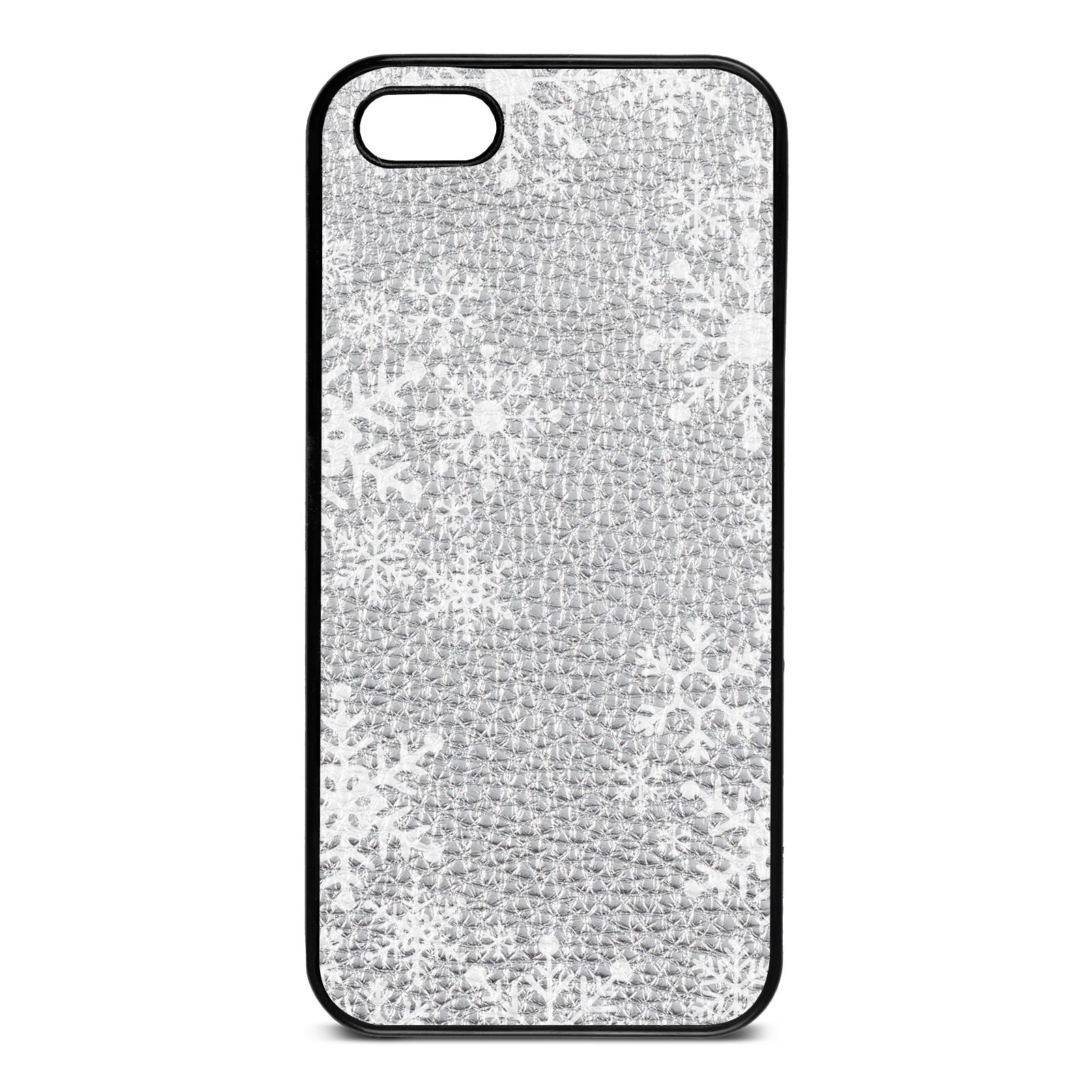 Snowflake Silver Pebble Leather iPhone 5 Case