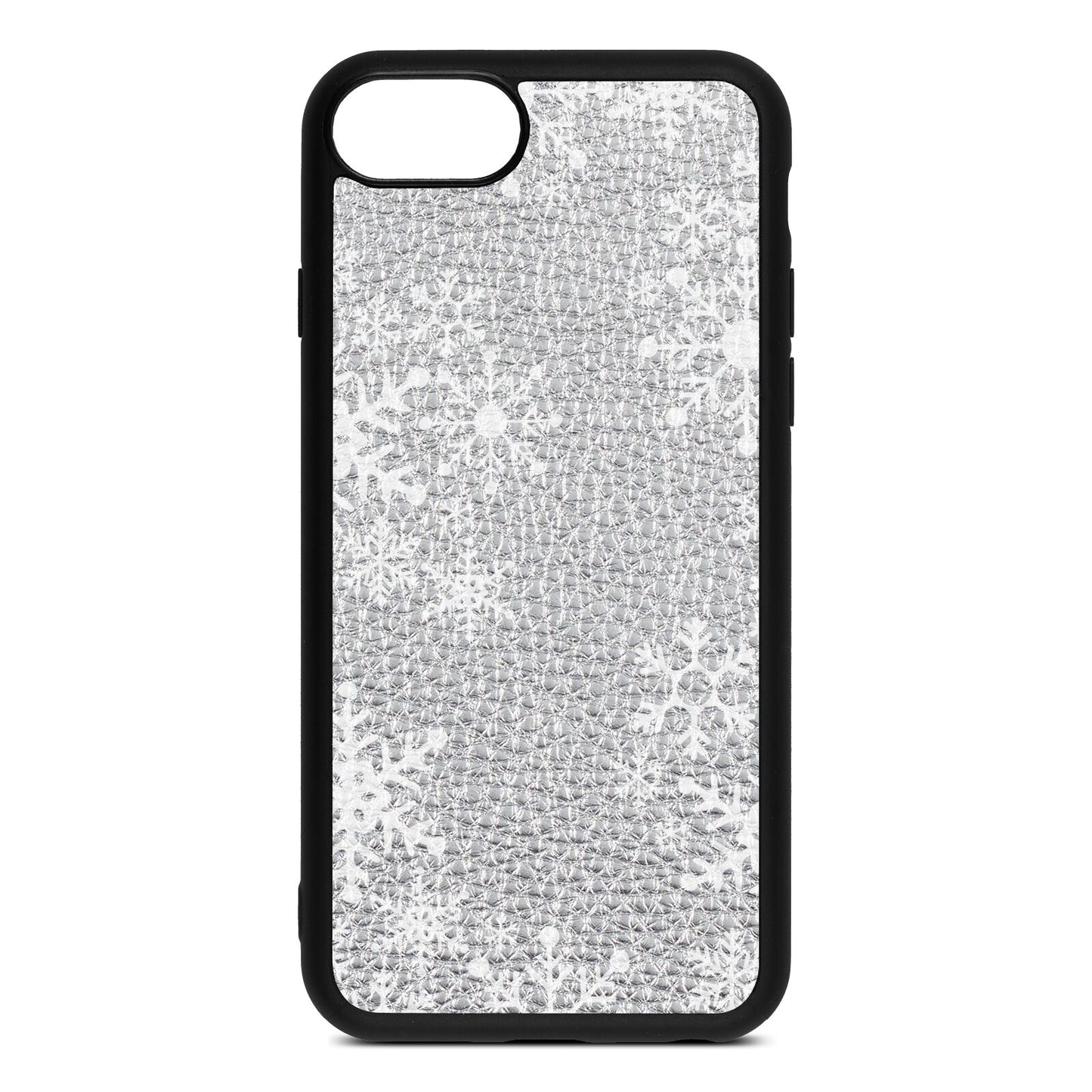 Snowflake Silver Pebble Leather iPhone 8 Case