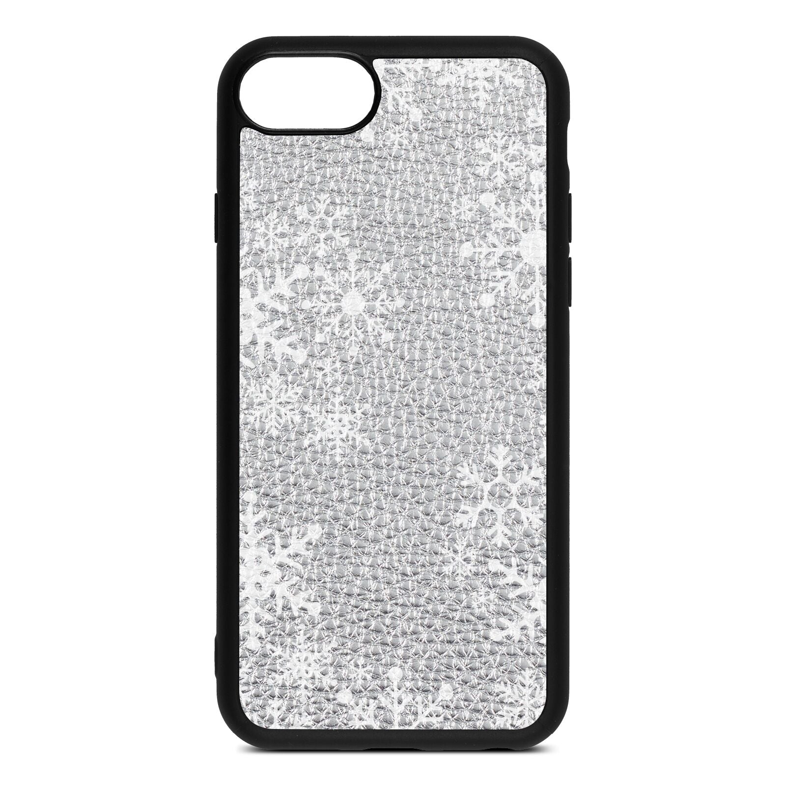 Snowflake Silver Pebble Leather iPhone 8 Case