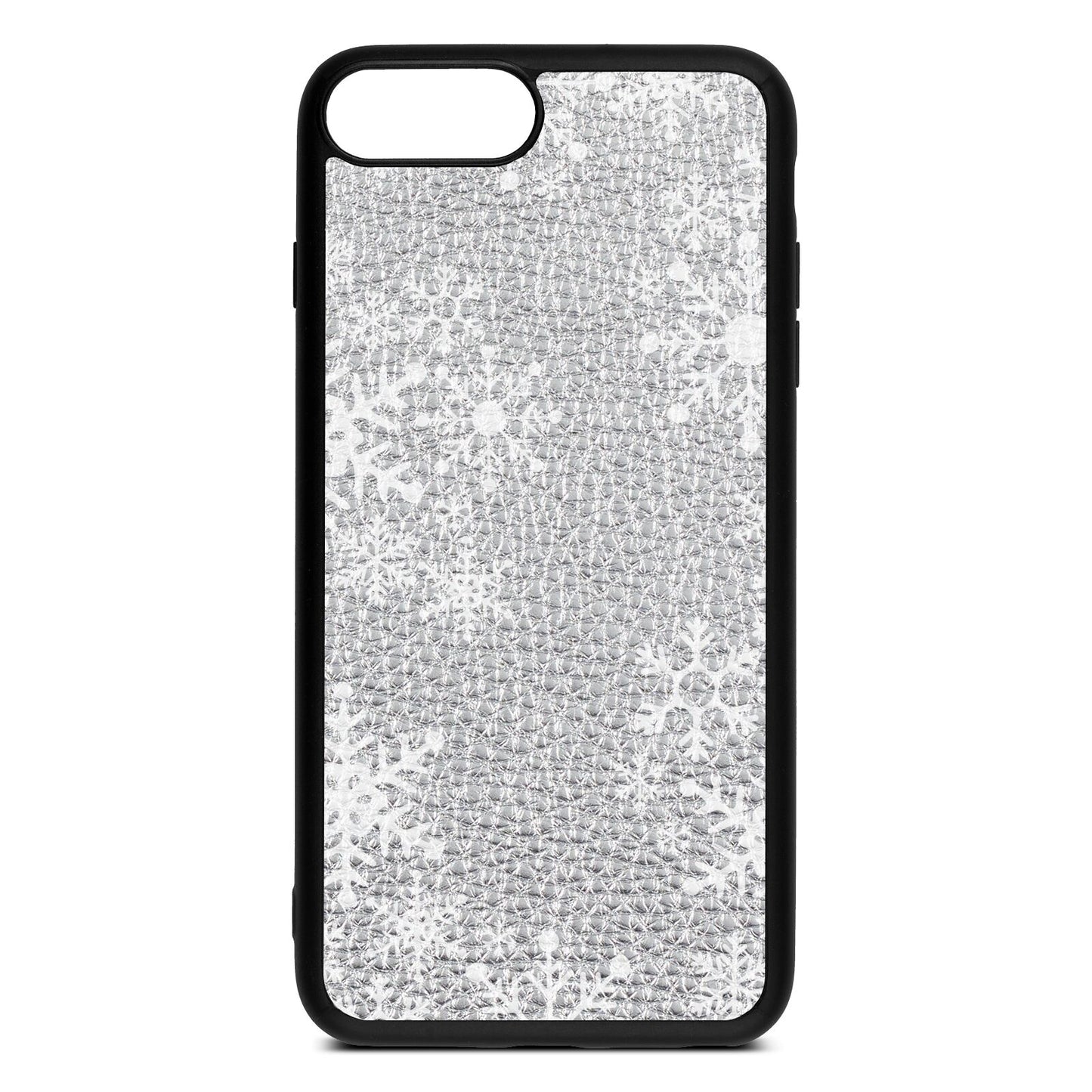 Snowflake Silver Pebble Leather iPhone 8 Plus Case