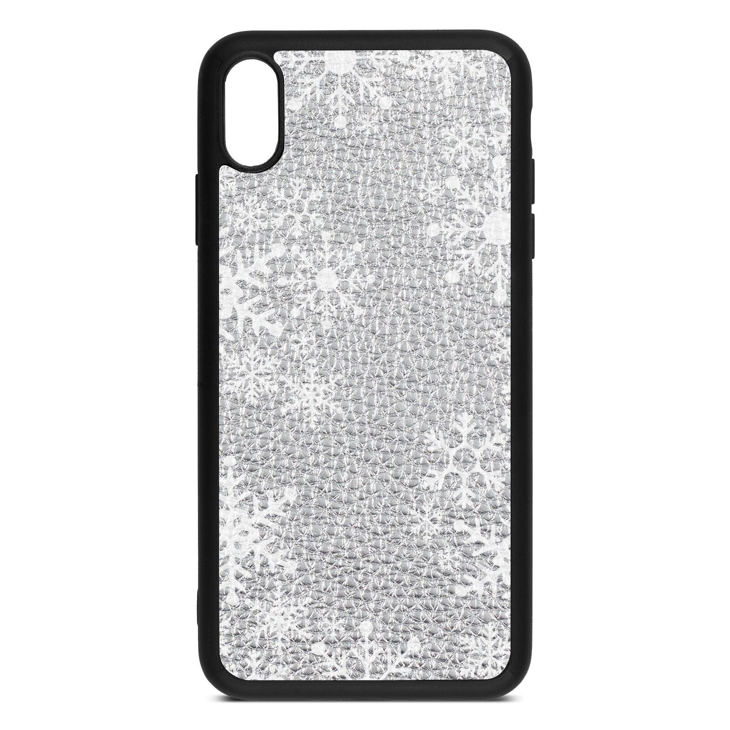 Snowflake Silver Pebble Leather iPhone Xs Max Case