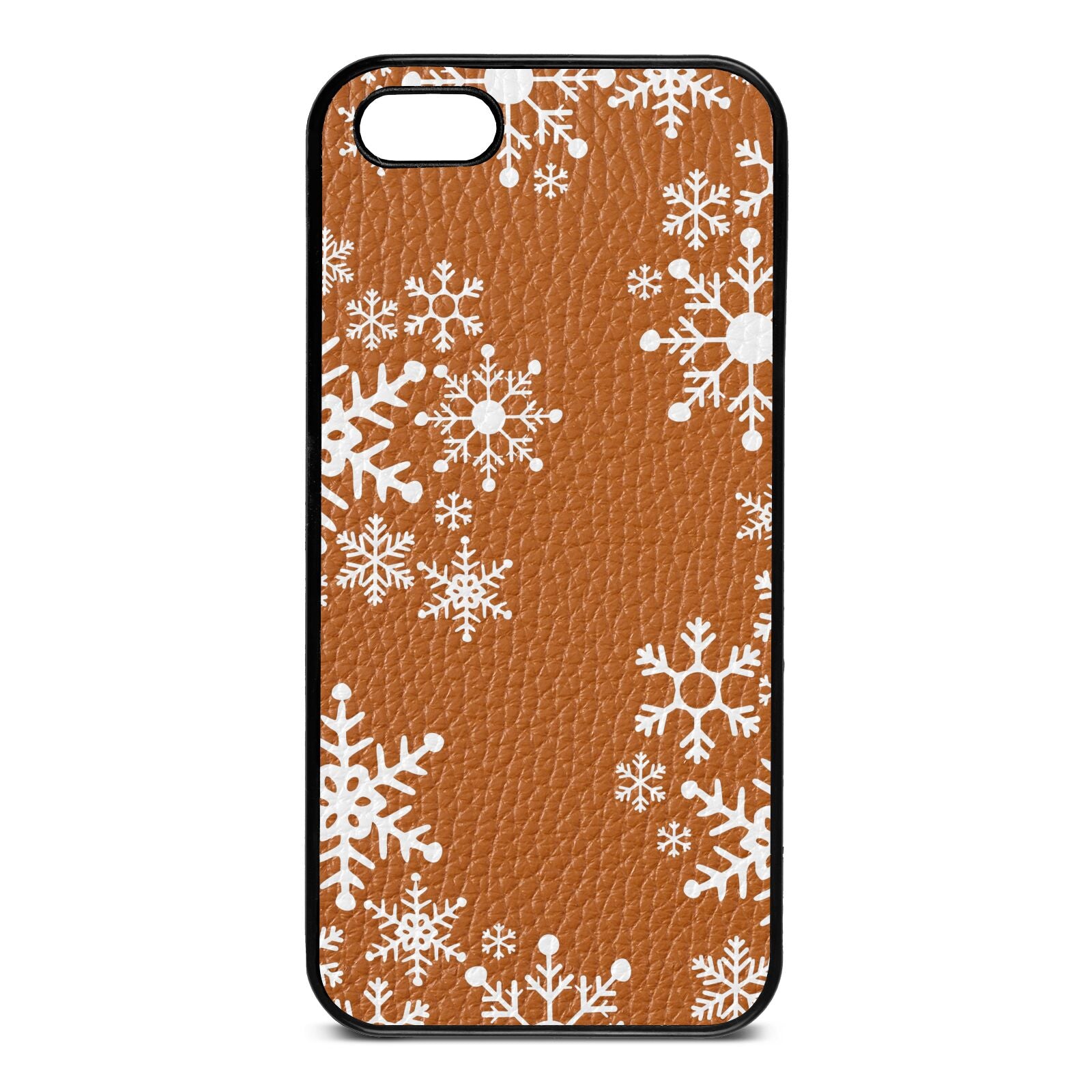 Snowflake Tan Pebble Leather iPhone 5 Case