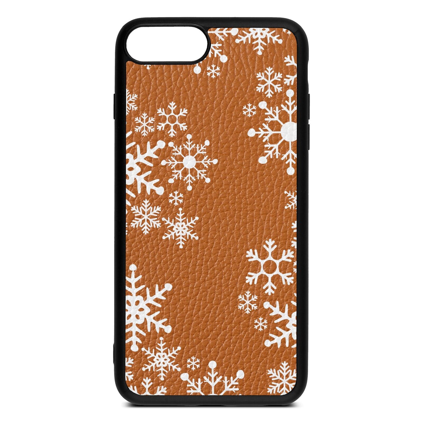 Snowflake Tan Pebble Leather iPhone 8 Plus Case