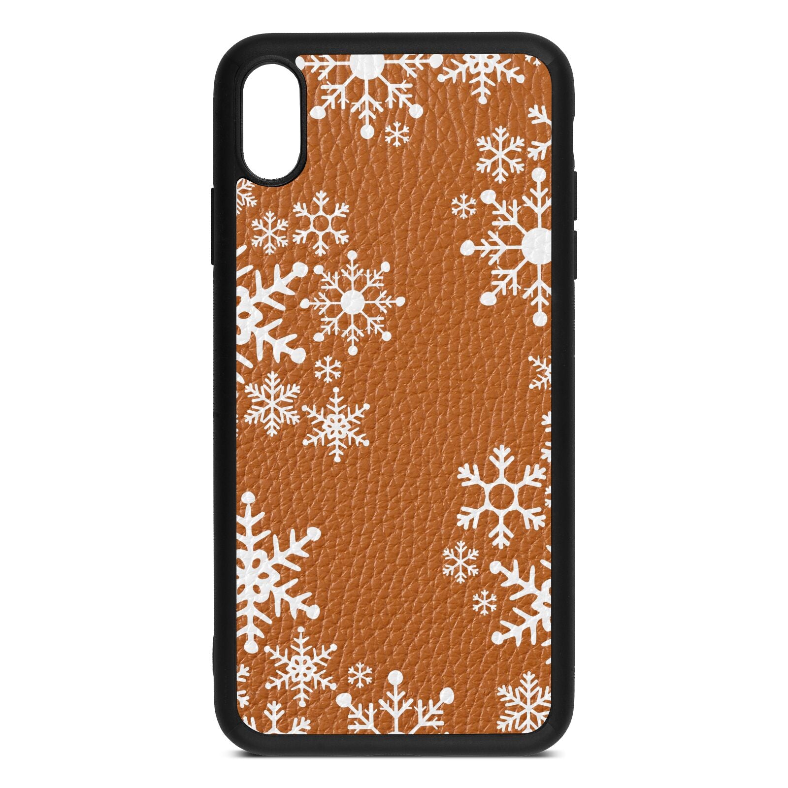 Snowflake Tan Pebble Leather iPhone Xs Max Case