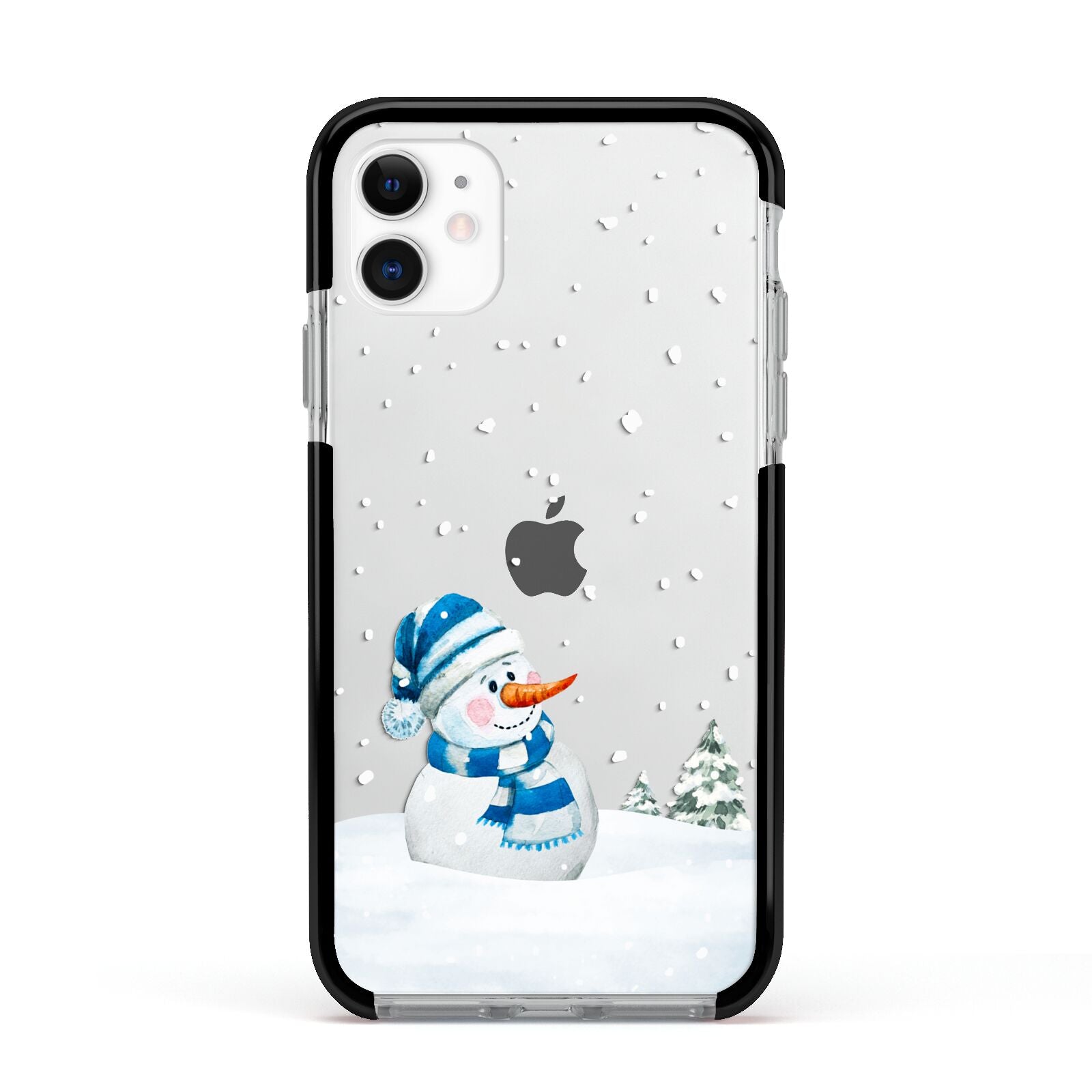 Snowman Apple iPhone 11 in White with Black Impact Case