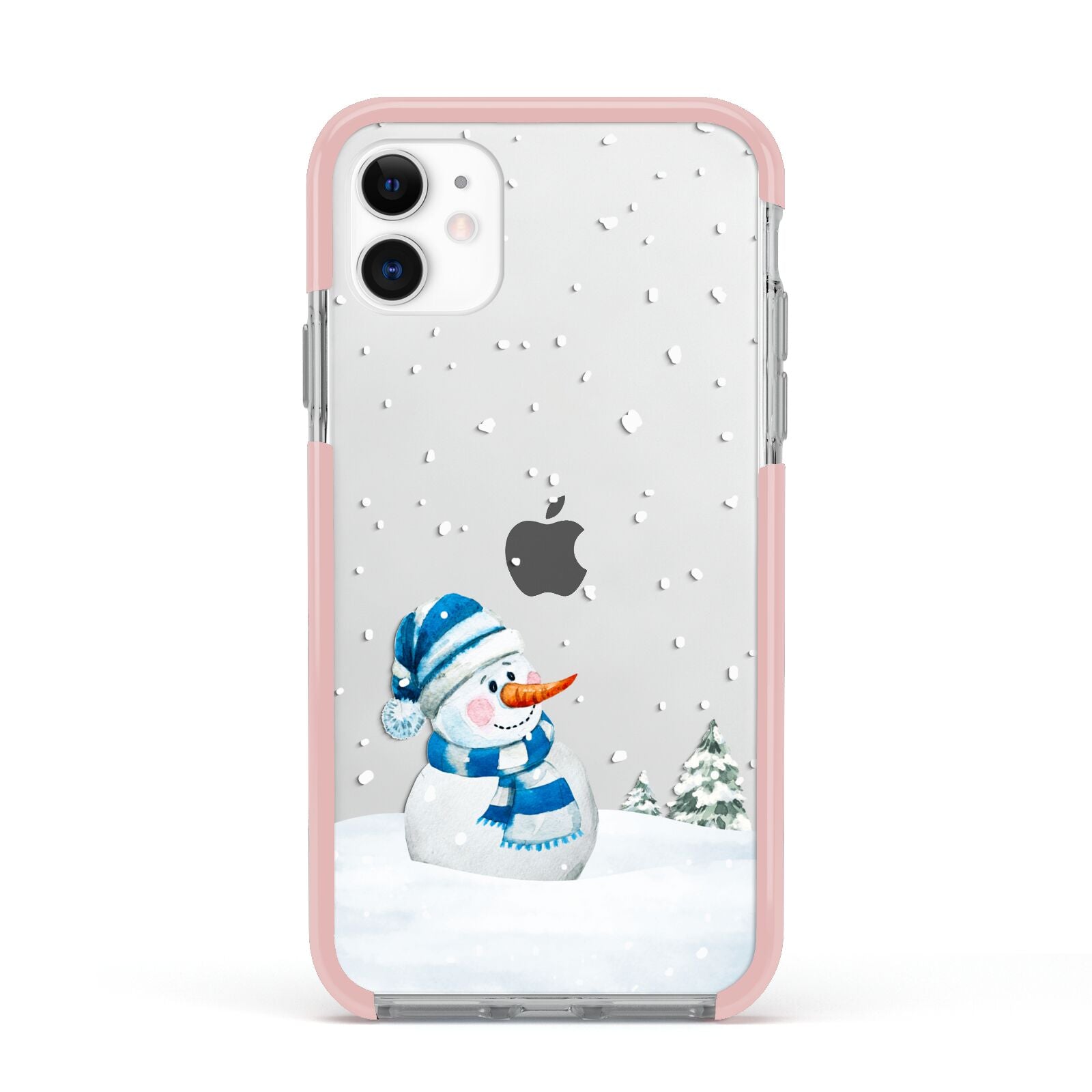 Snowman Apple iPhone 11 in White with Pink Impact Case