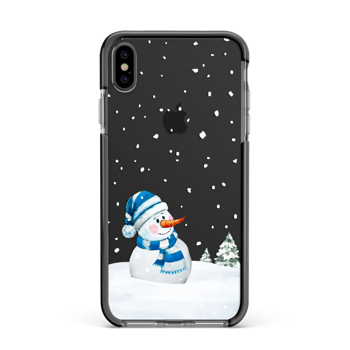 Snowman Apple iPhone Xs Max Impact Case Black Edge on Black Phone