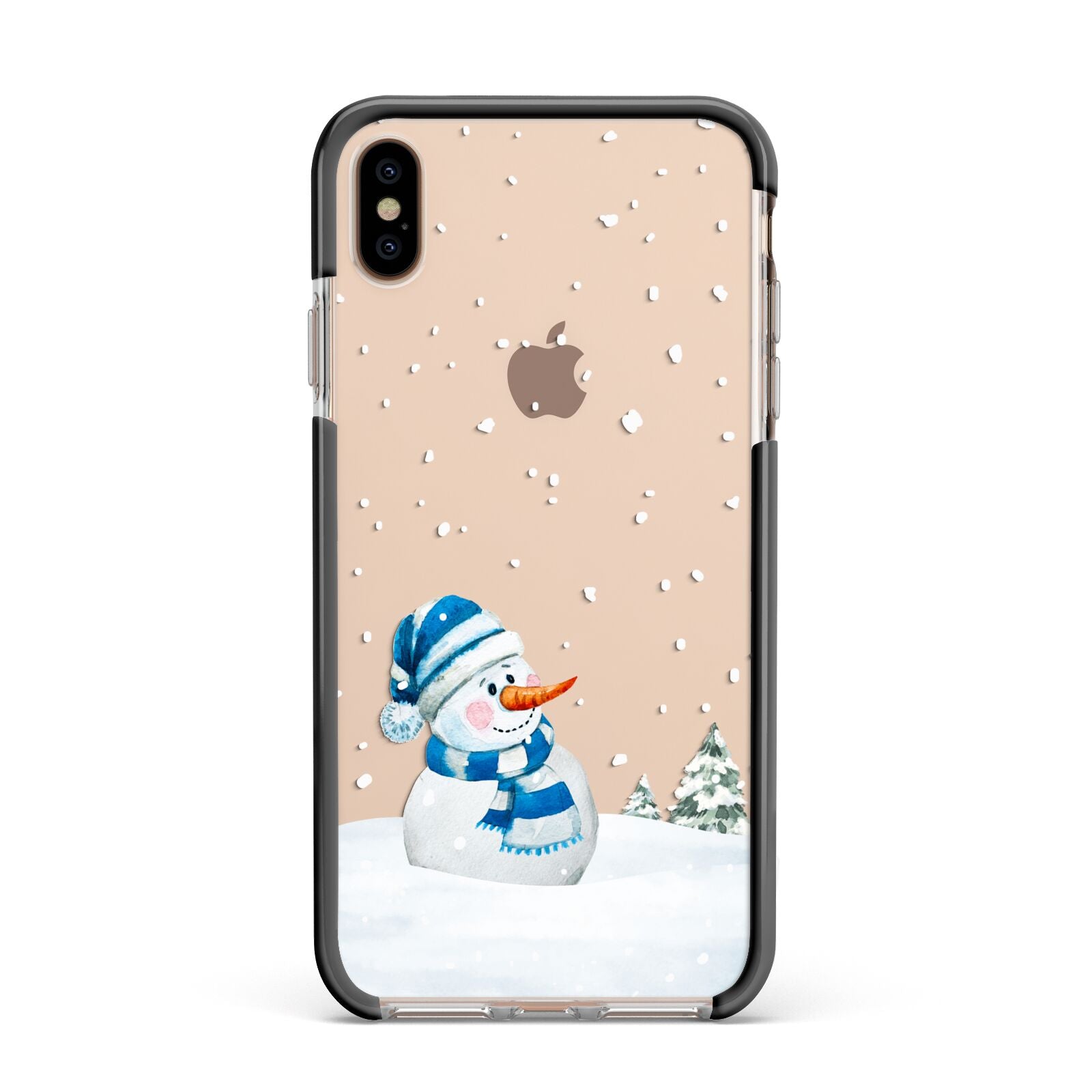 Snowman Apple iPhone Xs Max Impact Case Black Edge on Gold Phone