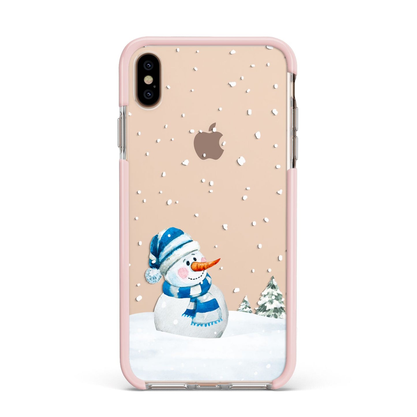 Snowman Apple iPhone Xs Max Impact Case Pink Edge on Gold Phone