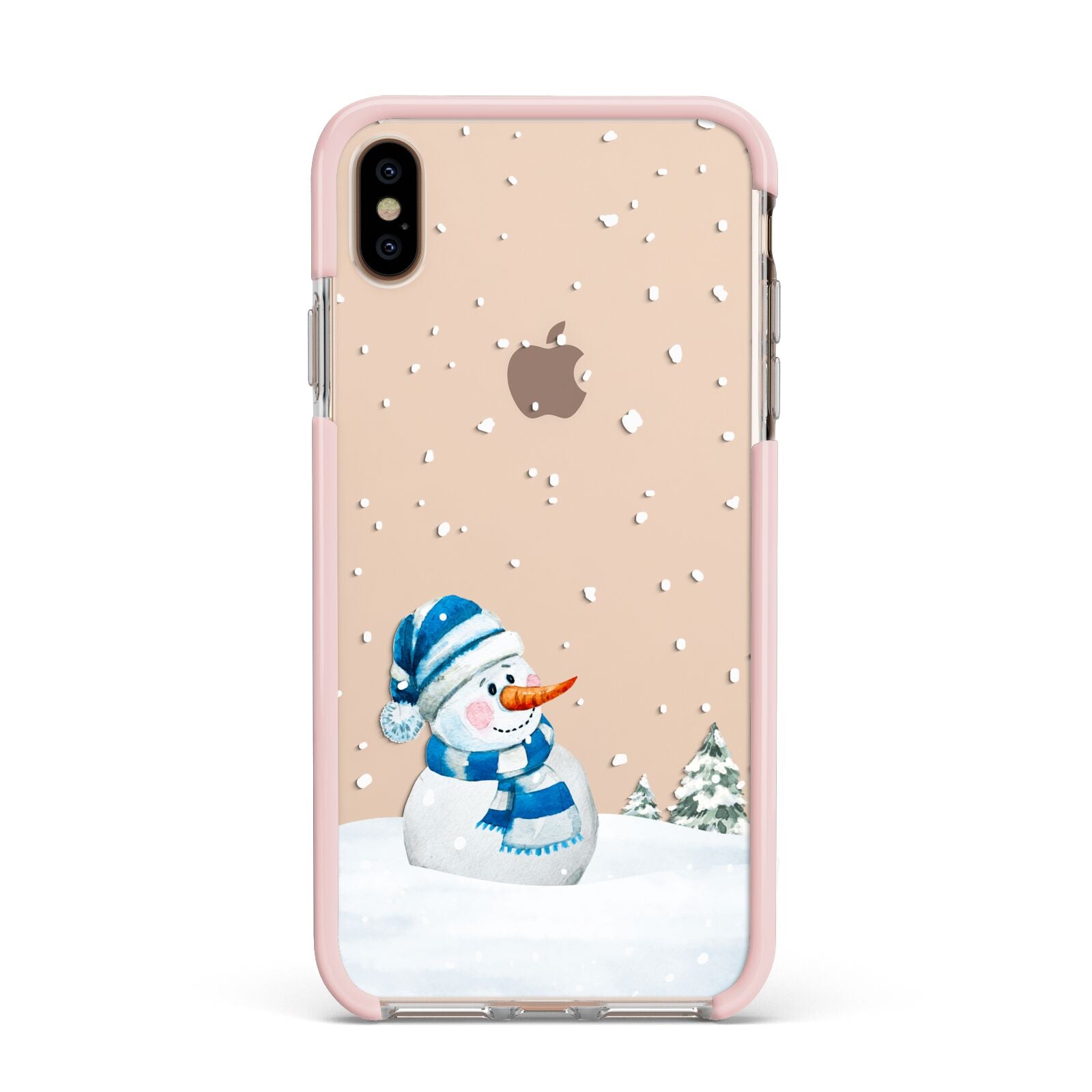 Snowman Apple iPhone Xs Max Impact Case Pink Edge on Gold Phone