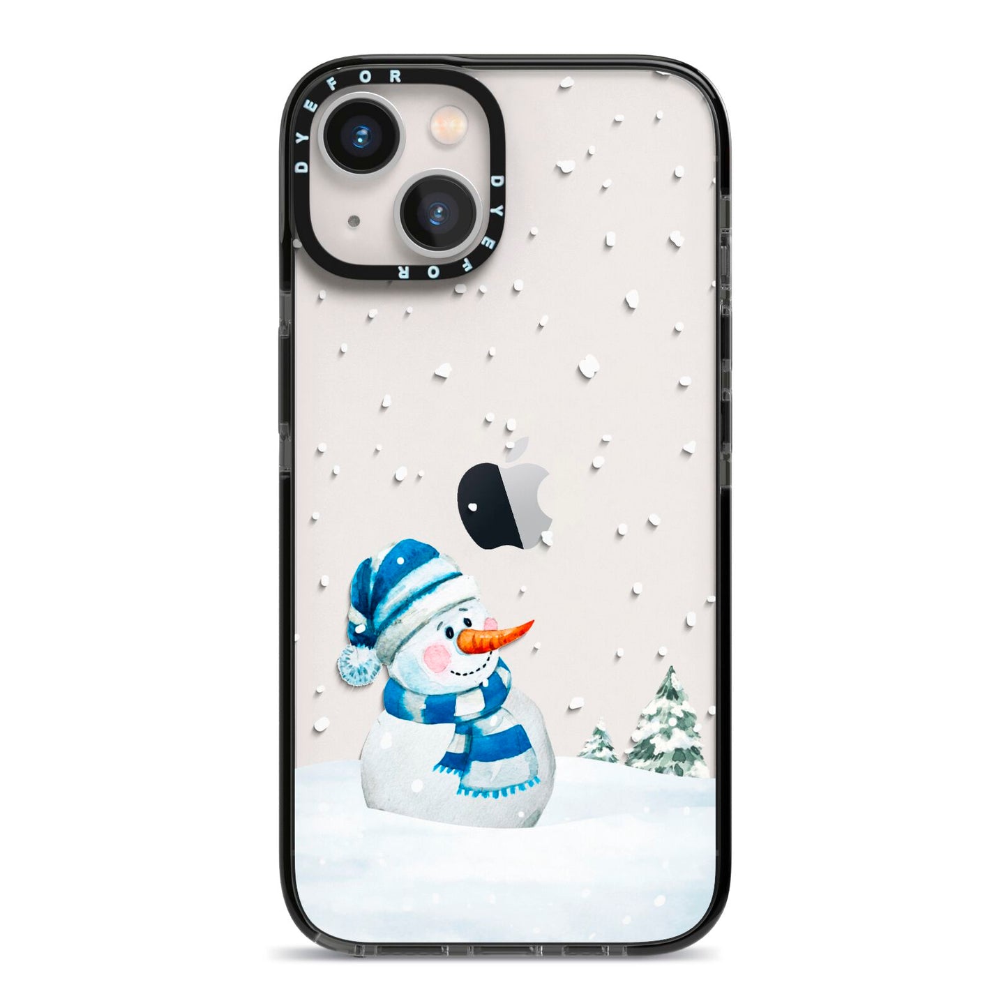 Snowman iPhone 13 Black Impact Case on Silver phone