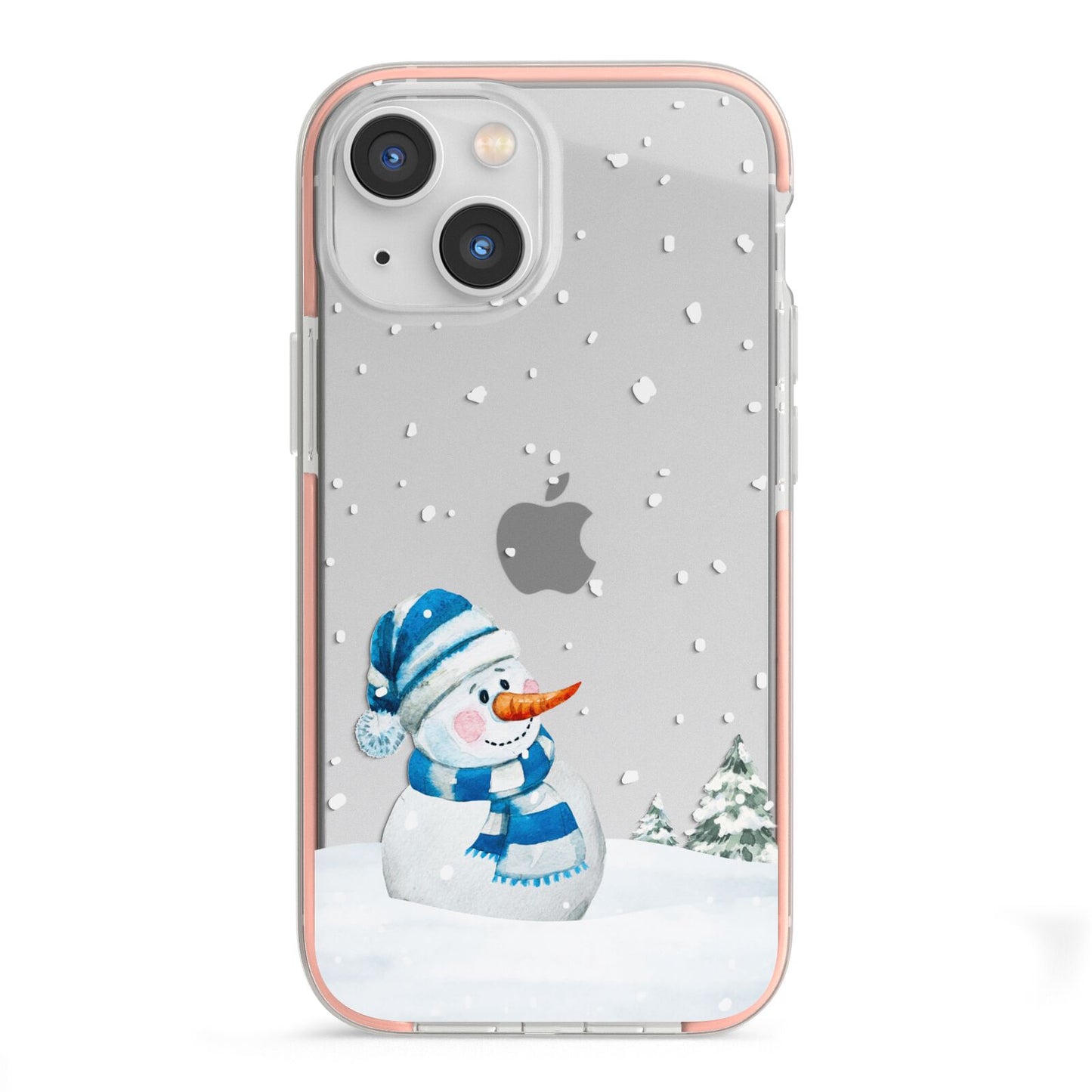 Snowman iPhone 13 Mini TPU Impact Case with Pink Edges