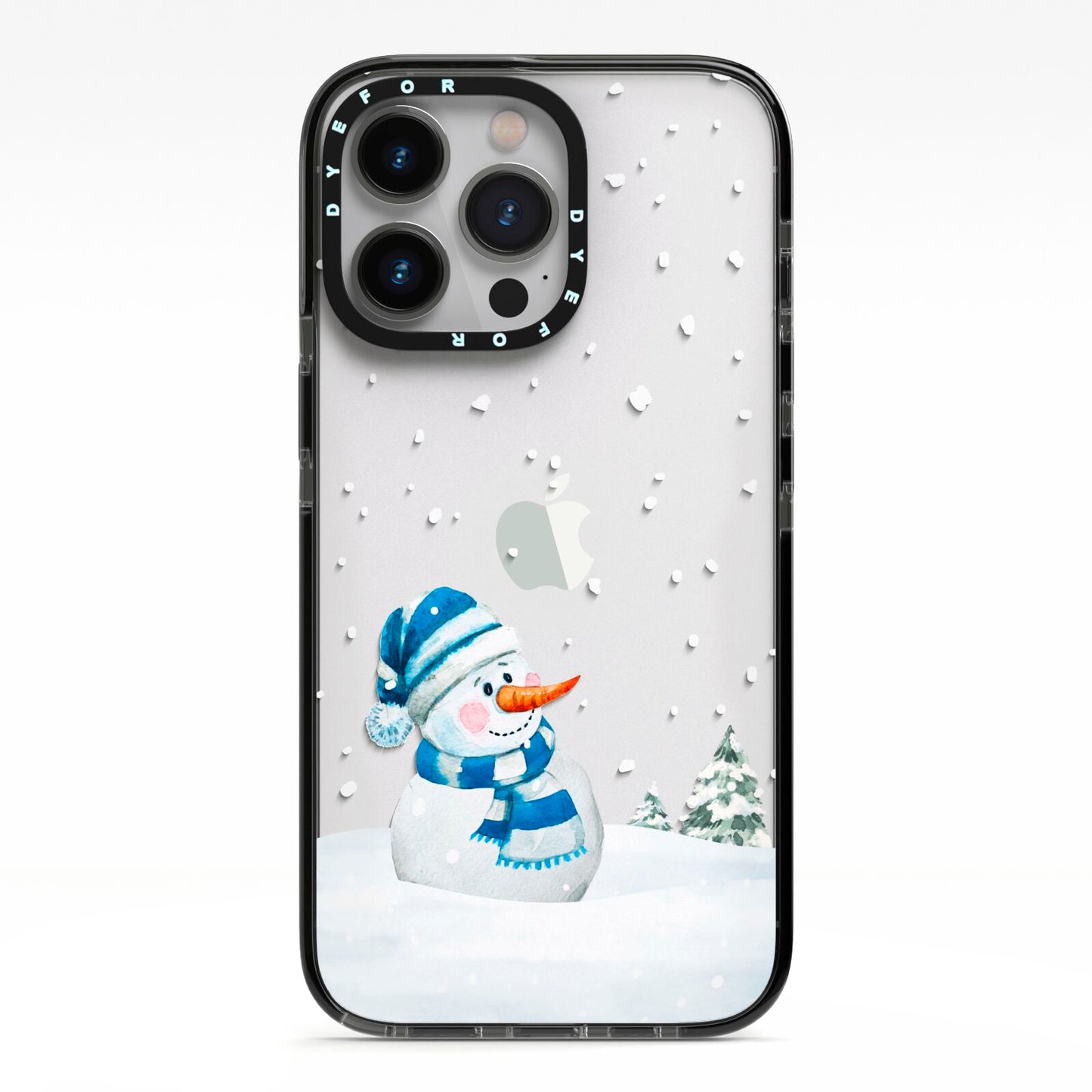 Snowman iPhone 13 Pro Black Impact Case on Silver phone