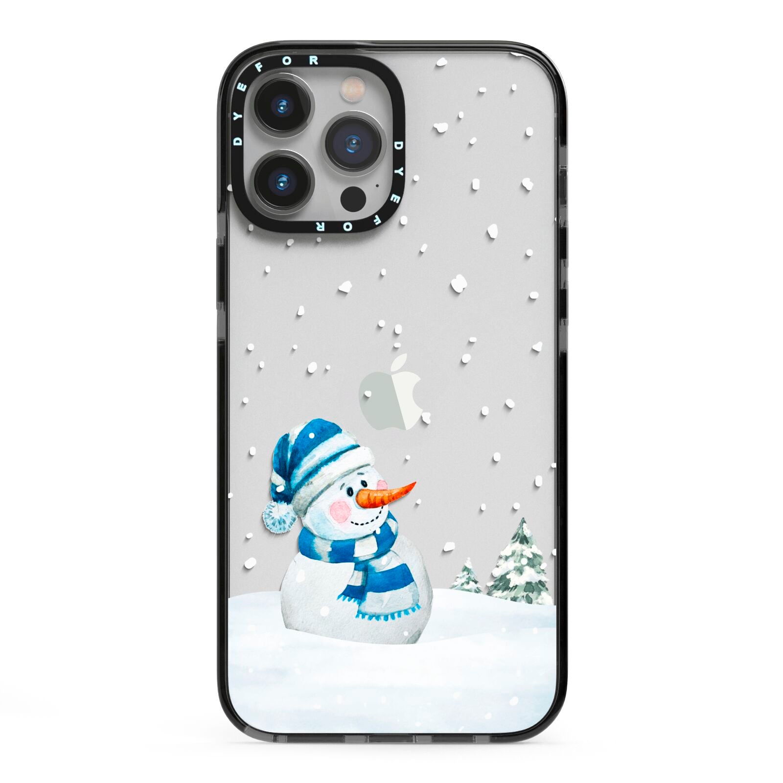 Snowman iPhone 13 Pro Max Black Impact Case on Silver phone