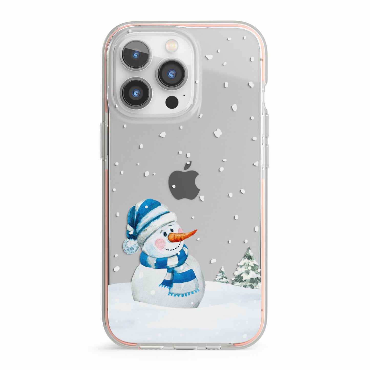 Snowman iPhone 13 Pro TPU Impact Case with Pink Edges