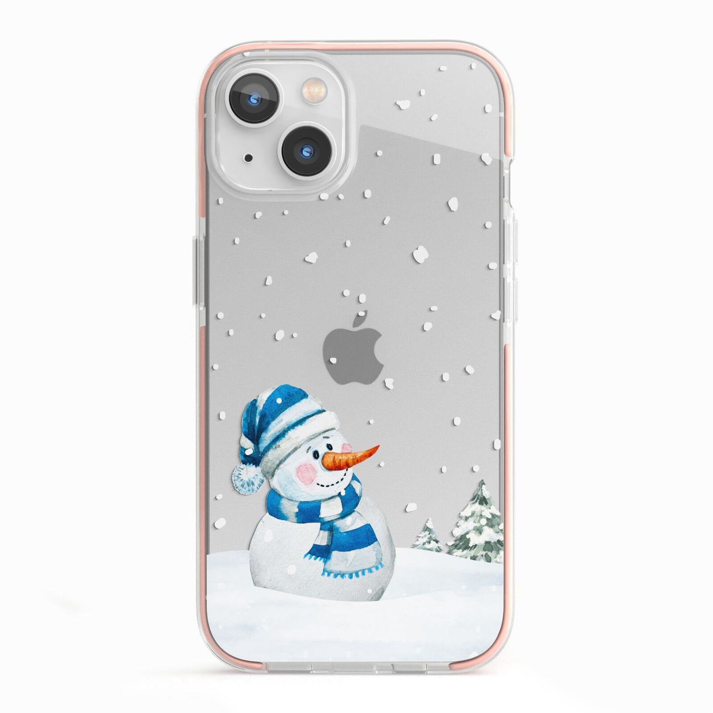 Snowman iPhone 13 TPU Impact Case with Pink Edges