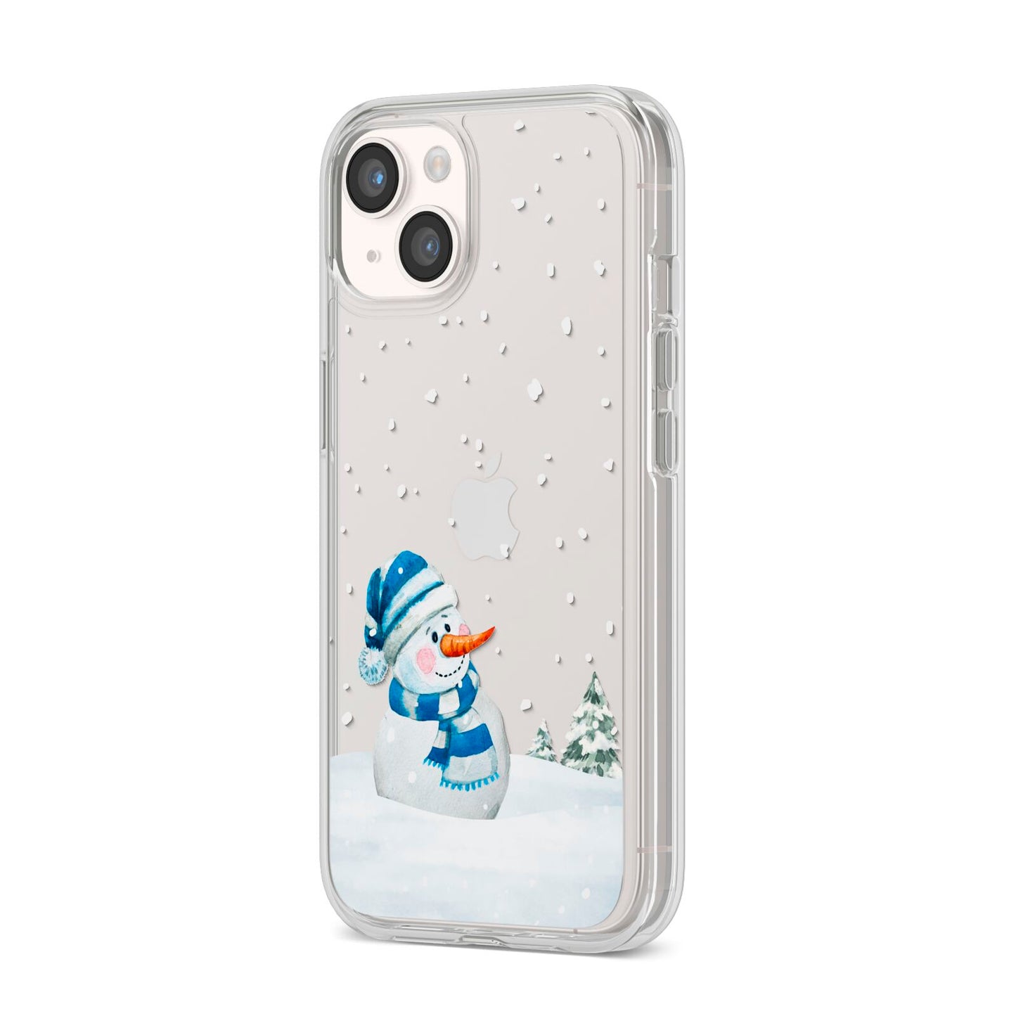 Snowman iPhone 14 Clear Tough Case Starlight Angled Image