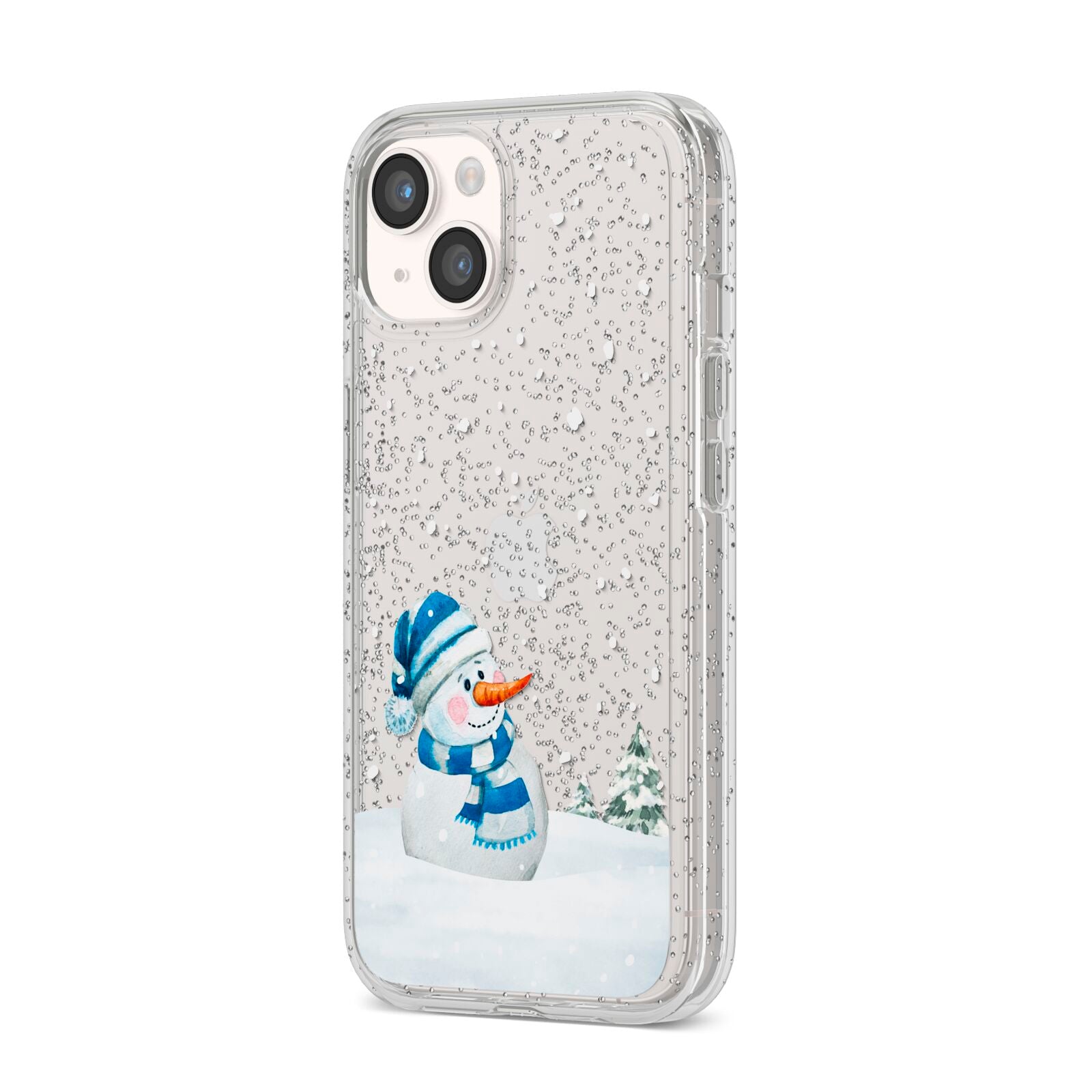 Snowman iPhone 14 Glitter Tough Case Starlight Angled Image