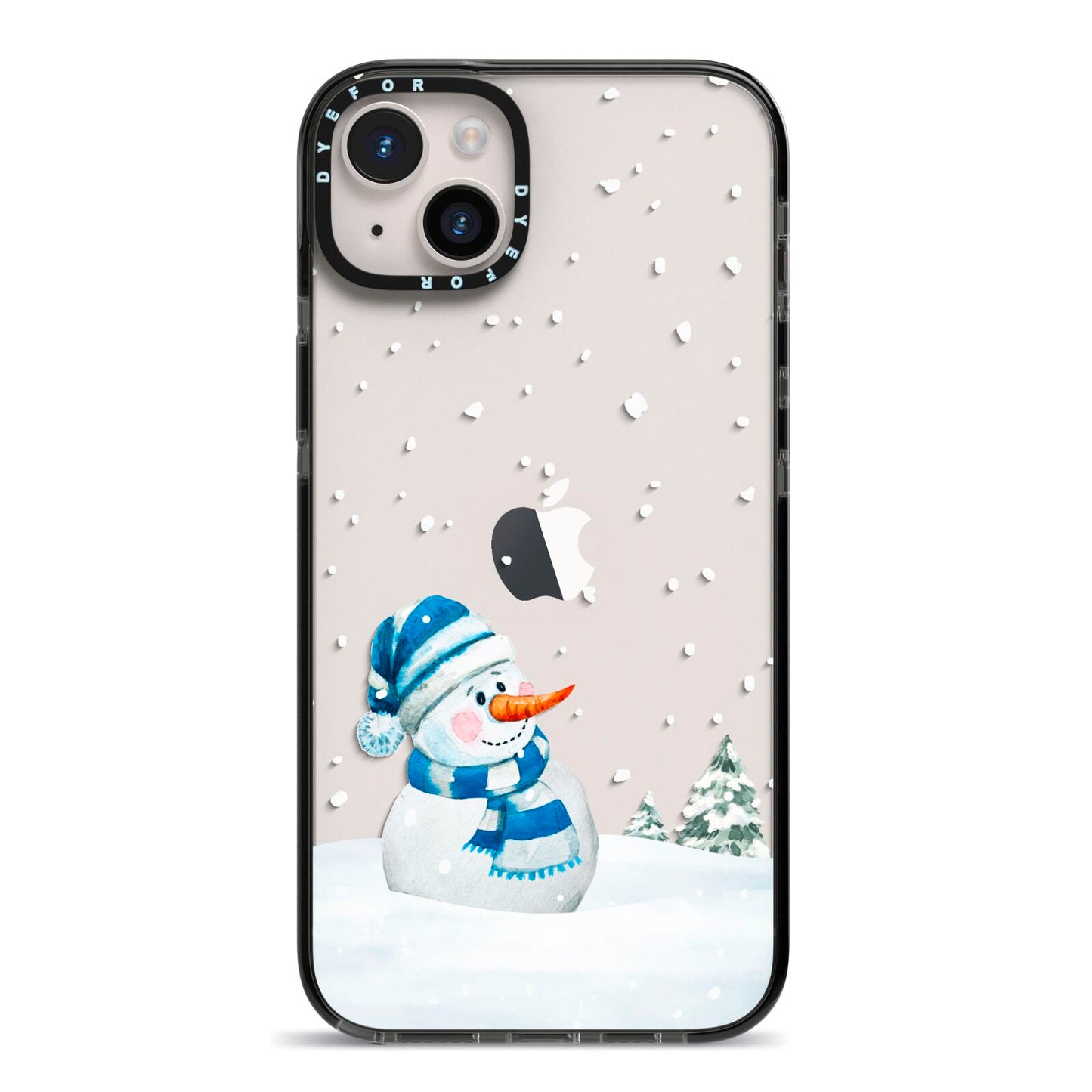 Snowman iPhone 14 Plus Black Impact Case on Silver phone