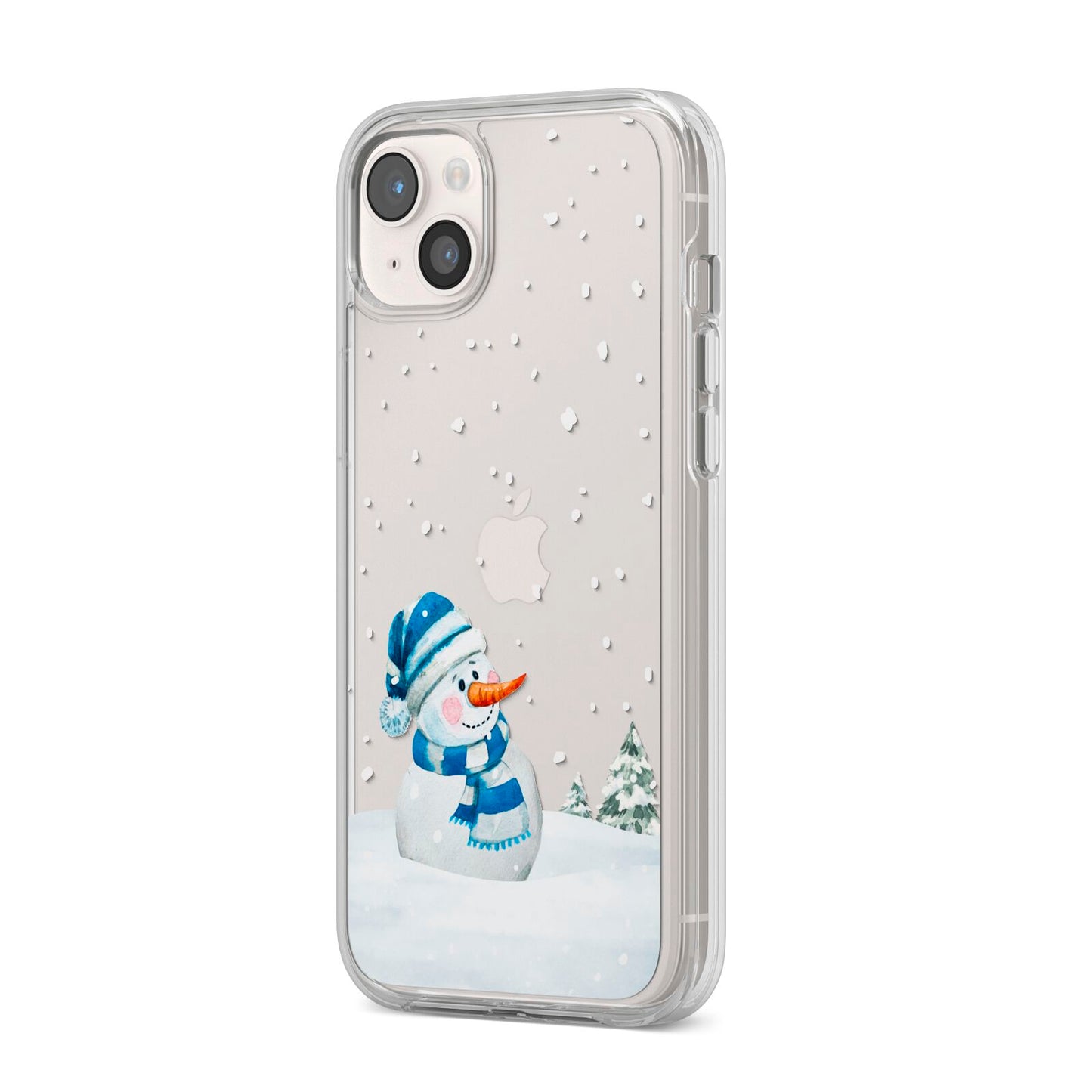 Snowman iPhone 14 Plus Clear Tough Case Starlight Angled Image