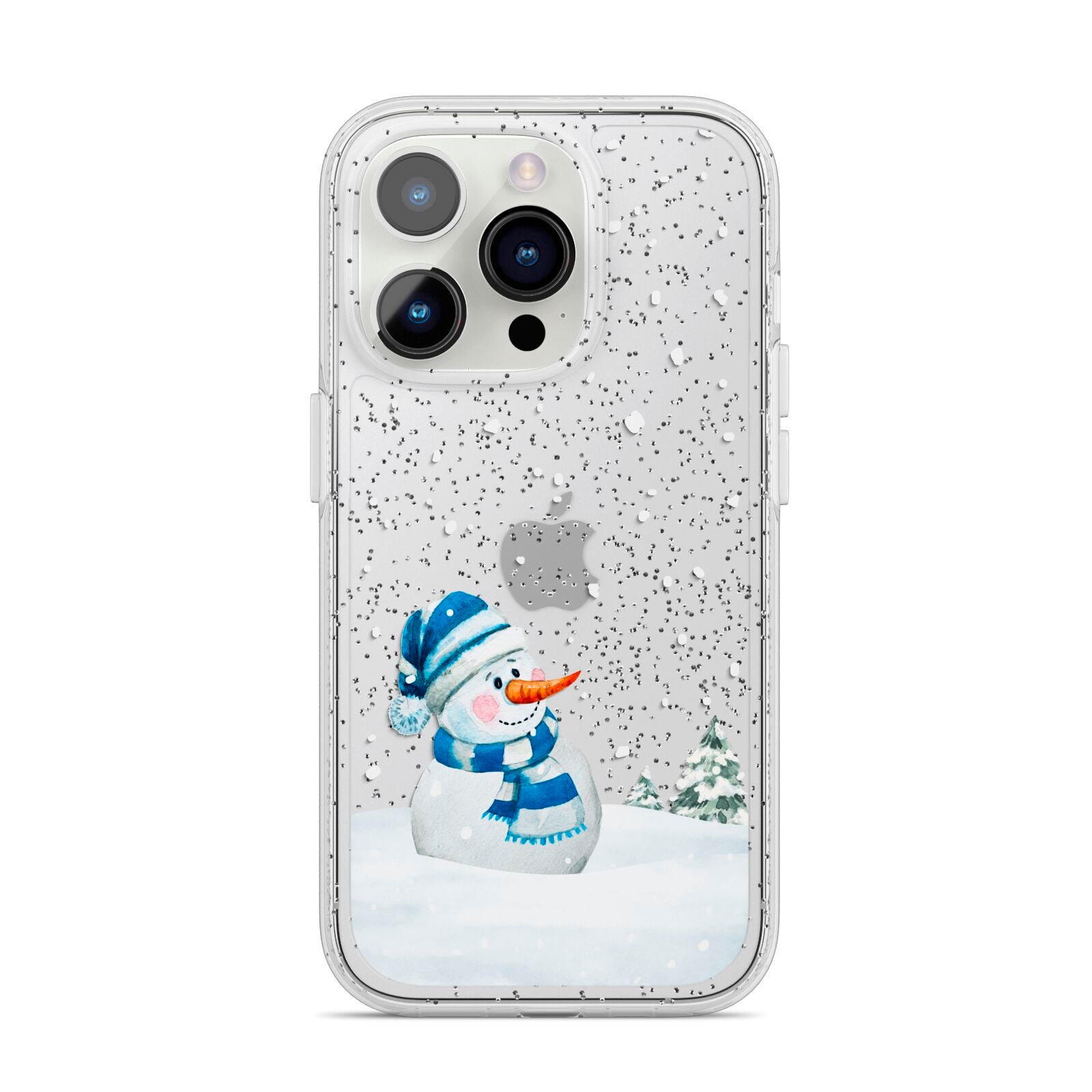 Snowman iPhone 14 Pro Glitter Tough Case Silver