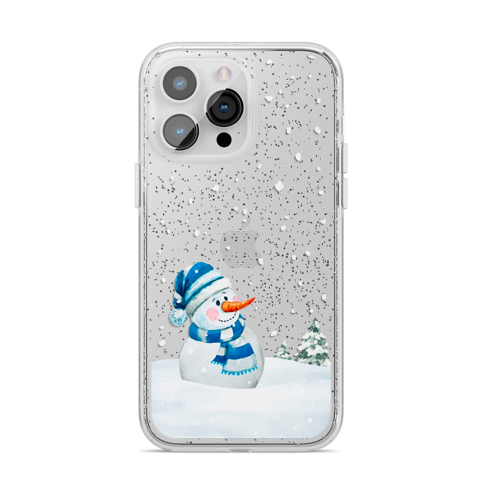 Snowman iPhone 14 Pro Max Glitter Tough Case Silver