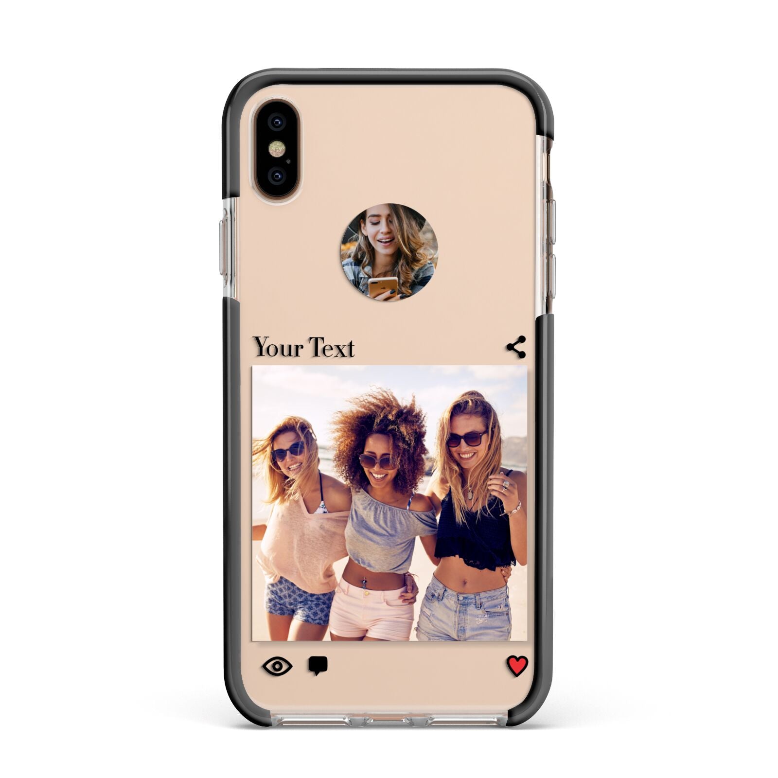 Social Media Photo Apple iPhone Xs Max Impact Case Black Edge on Gold Phone