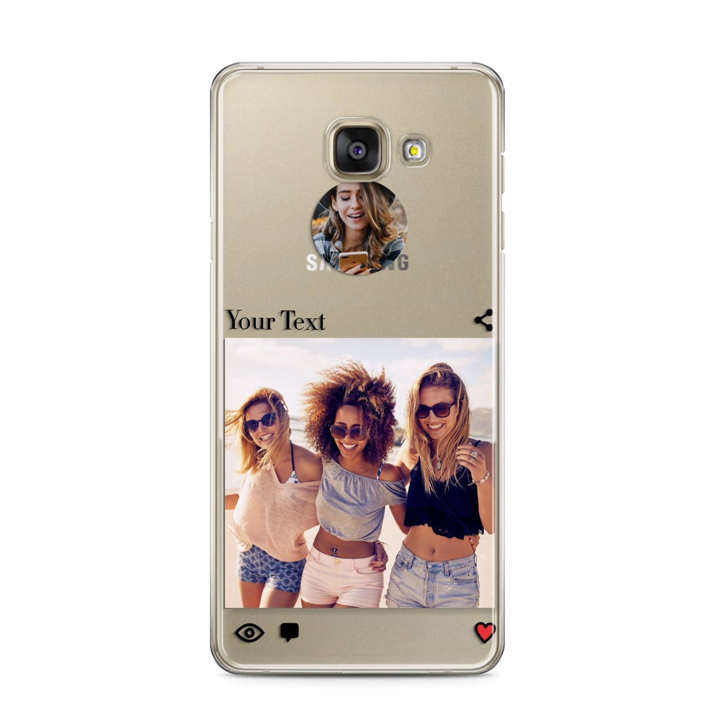 Social Media Photo Samsung Galaxy A3 2016 Case on gold phone