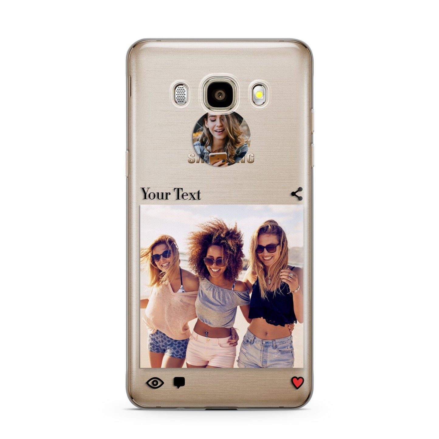 Social Media Photo Samsung Galaxy J7 2016 Case on gold phone