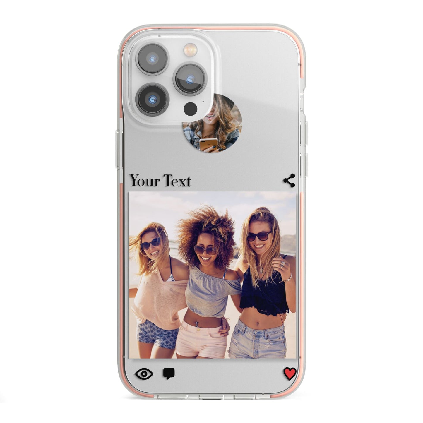 Social Media Photo iPhone 13 Pro Max TPU Impact Case with Pink Edges