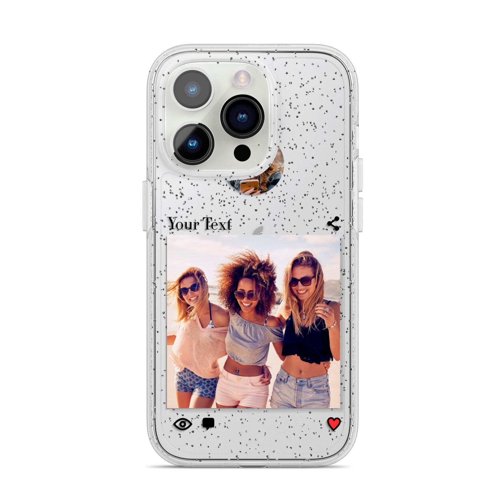 Social Media Photo iPhone 14 Pro Glitter Tough Case Silver