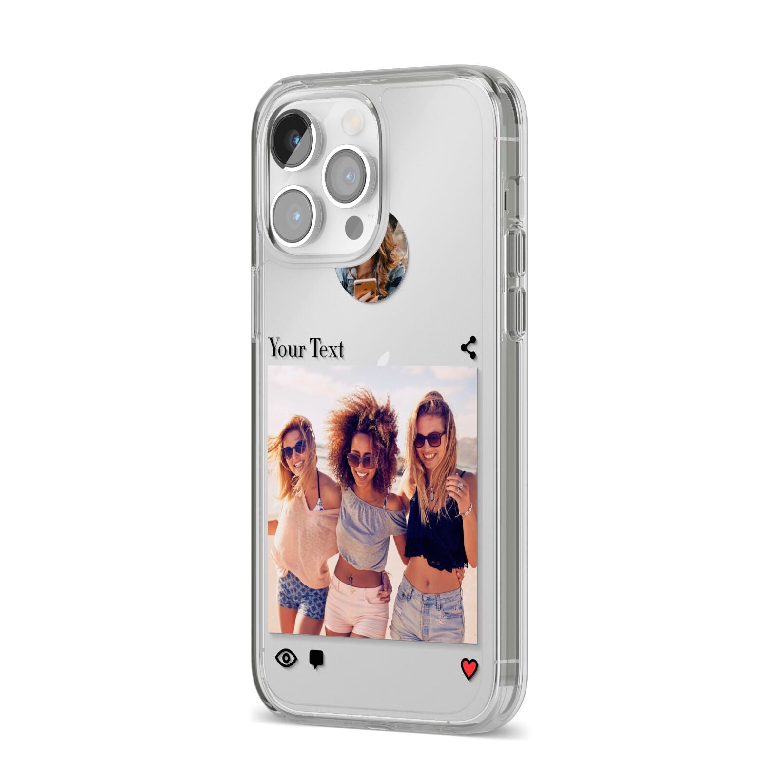 Social Media Photo iPhone 14 Pro Max Clear Tough Case Silver Angled Image