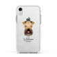 Soft Coated Wheaten Terrier Personalised Apple iPhone XR Impact Case White Edge on Silver Phone