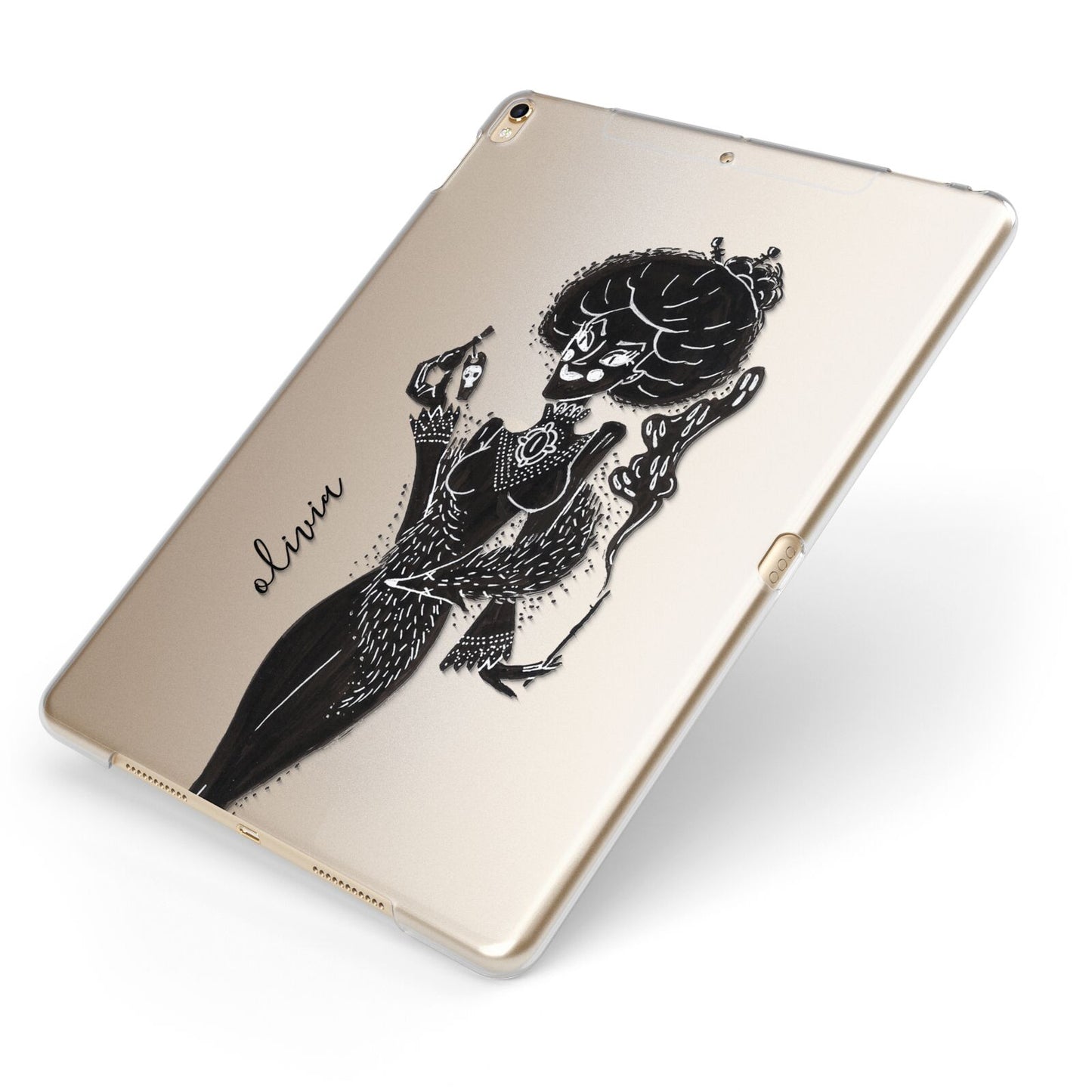 Sophisticated Witch Personalised Apple iPad Case on Gold iPad Side View