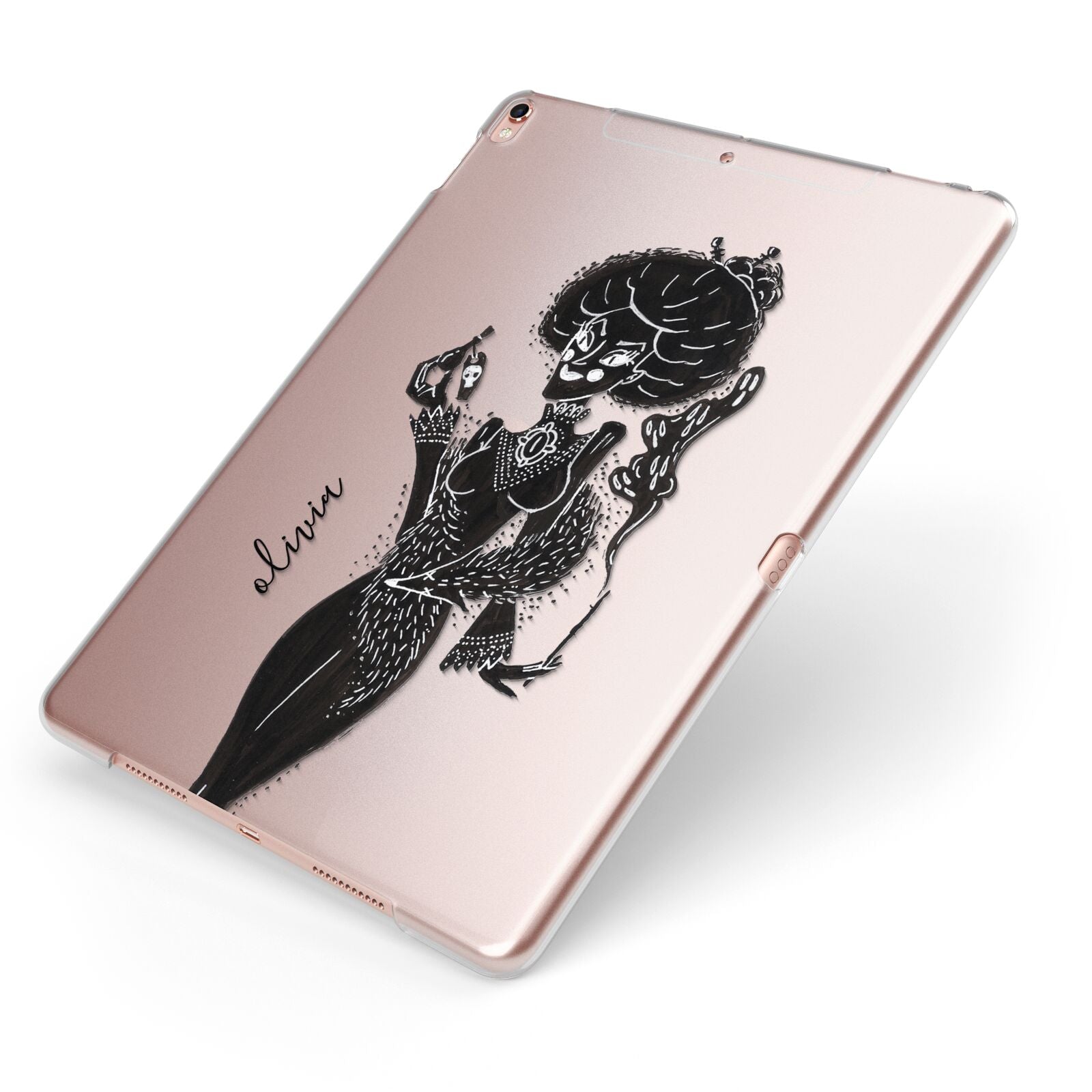 Sophisticated Witch Personalised Apple iPad Case on Rose Gold iPad Side View