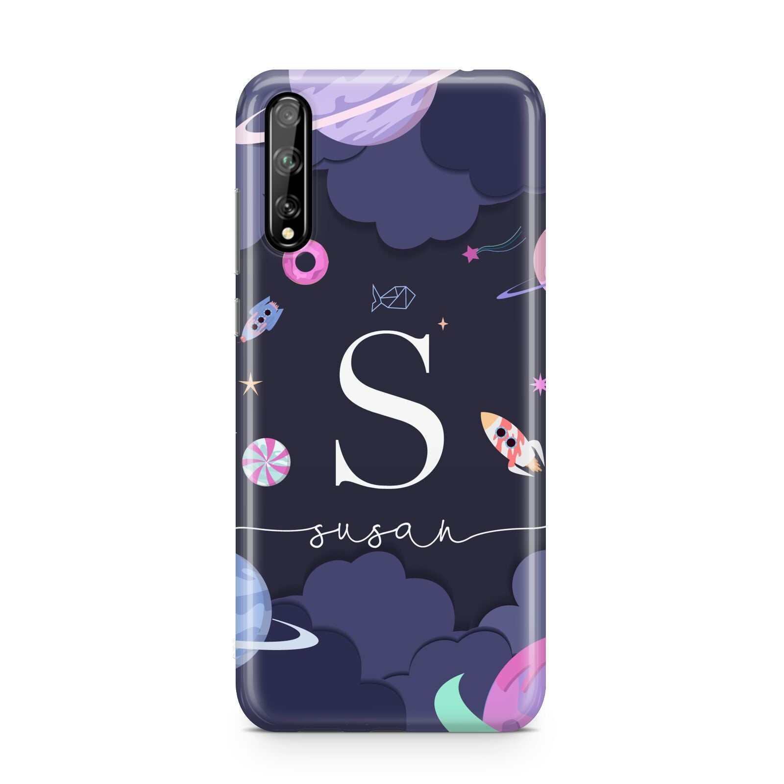 Space Personalised Initial Name Huawei Enjoy 10s Phone Case