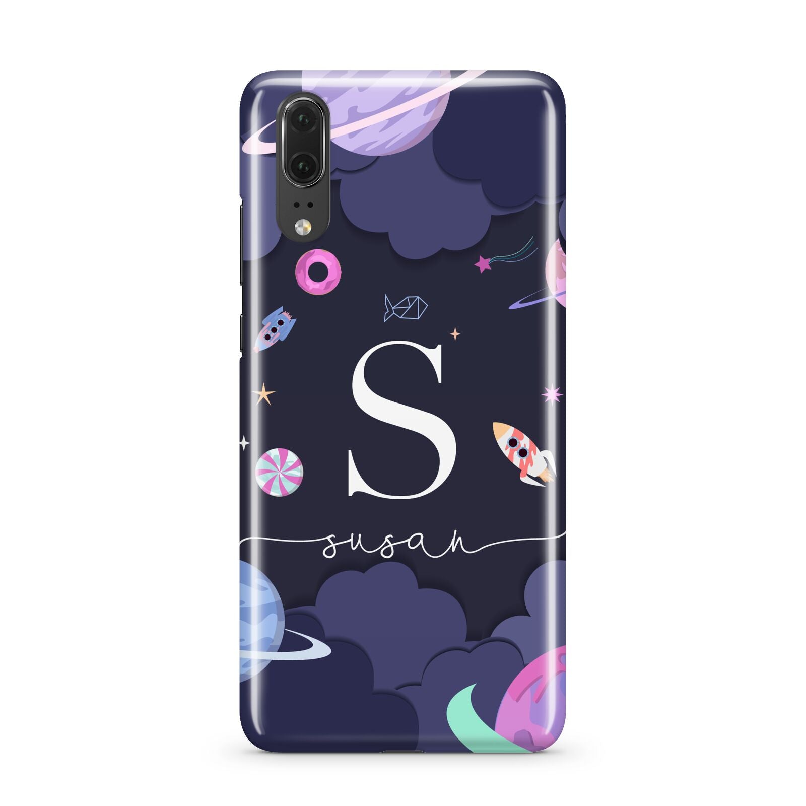 Space Personalised Initial Name Huawei P20 Phone Case