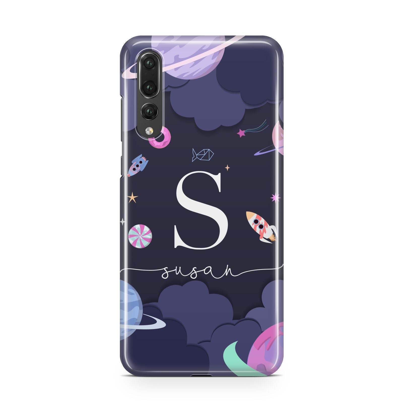 Space Personalised Initial Name Huawei P20 Pro Phone Case